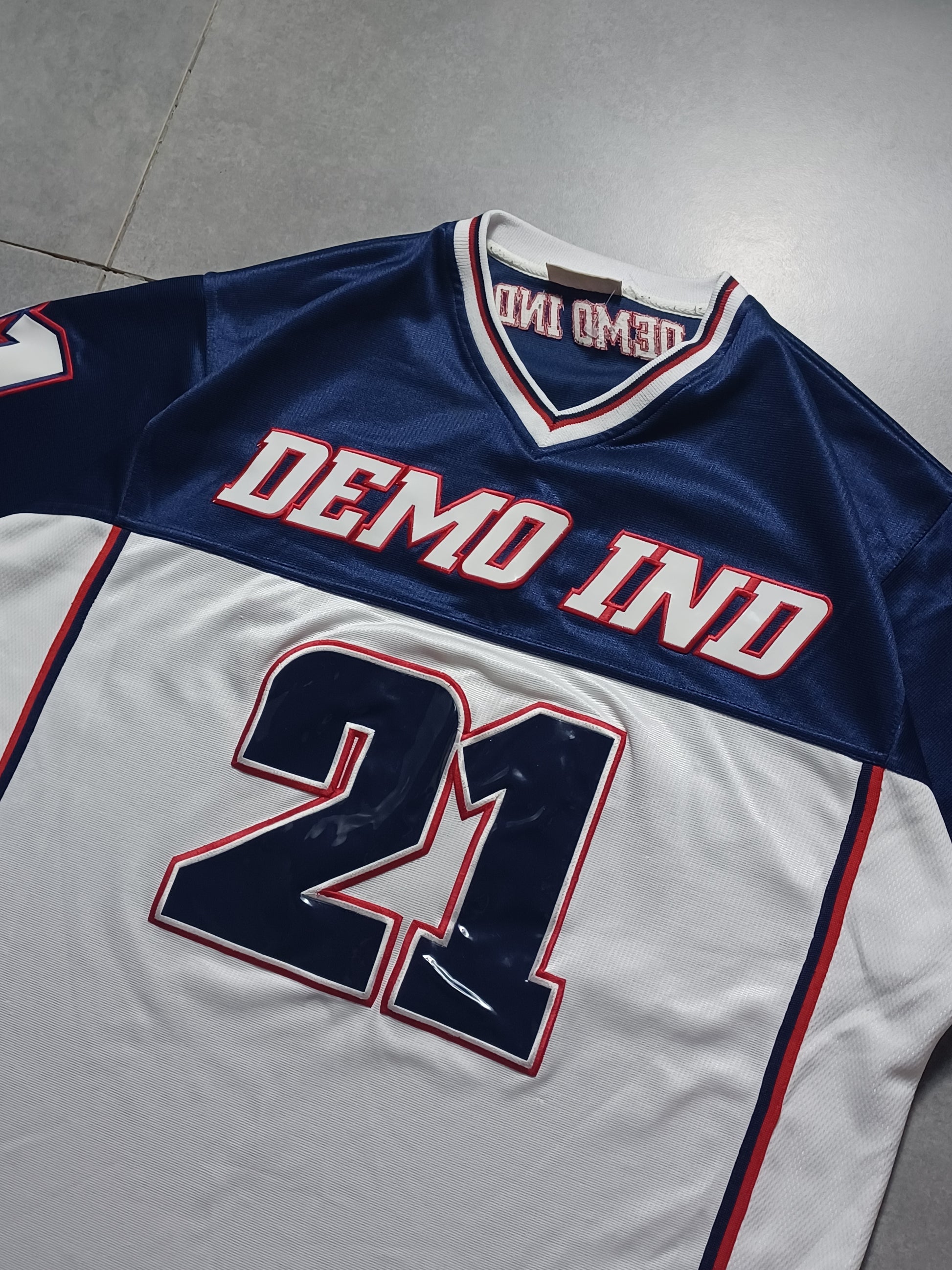 Biało Granatowy Jersey Demo Industries