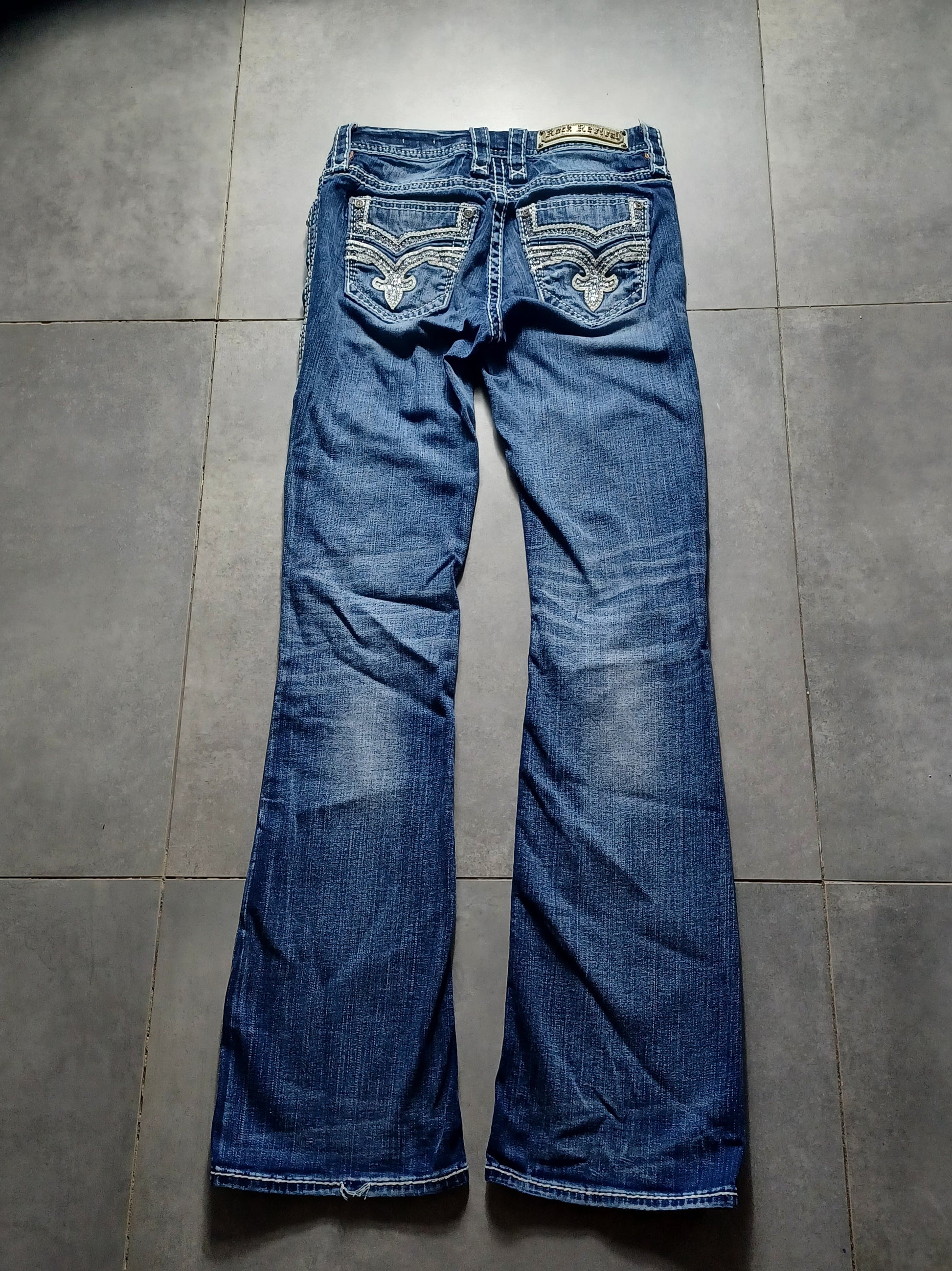 Granatowe Low rise Flared jeansy Rock Revival
