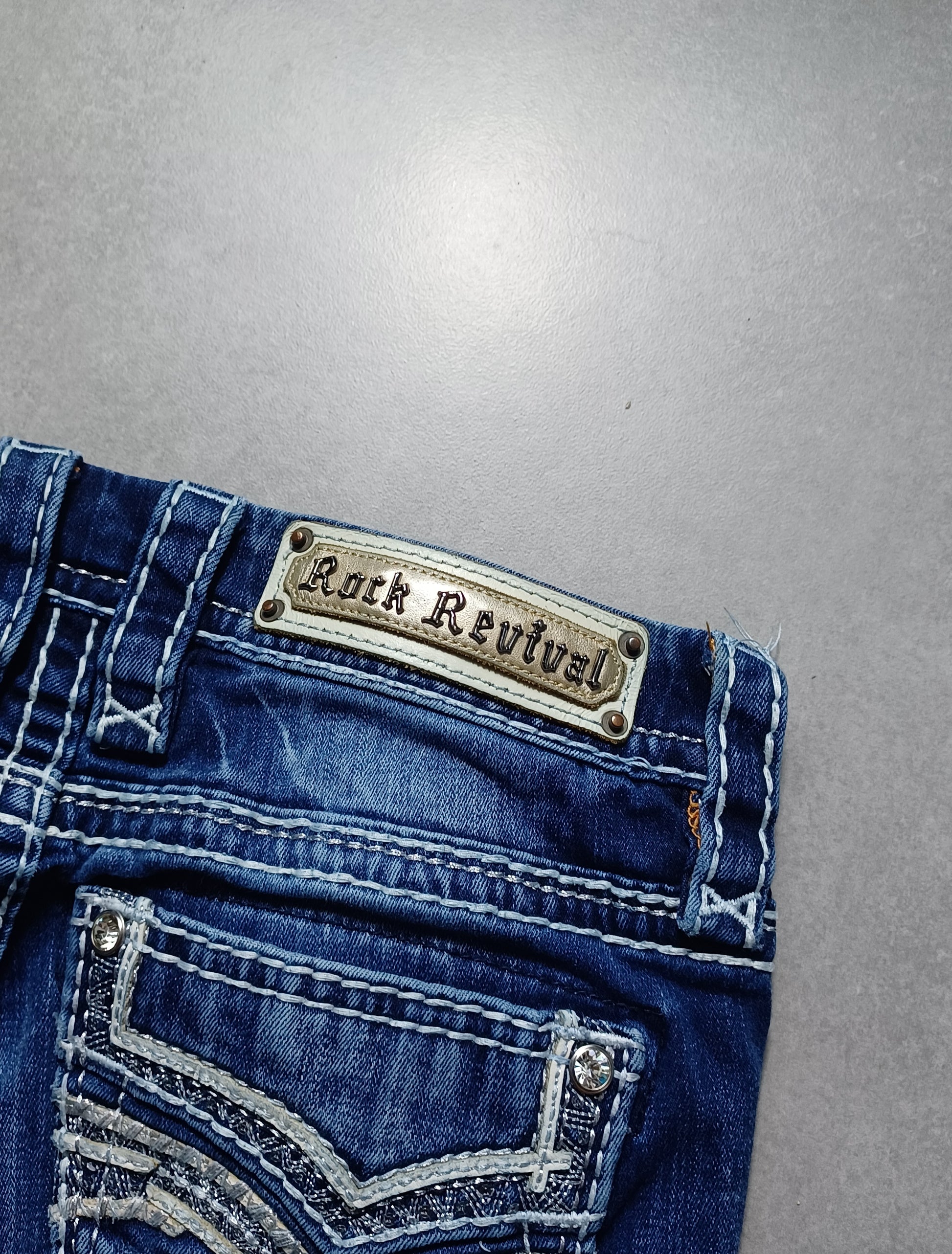 Granatowe Low rise Flared jeansy Rock Revival