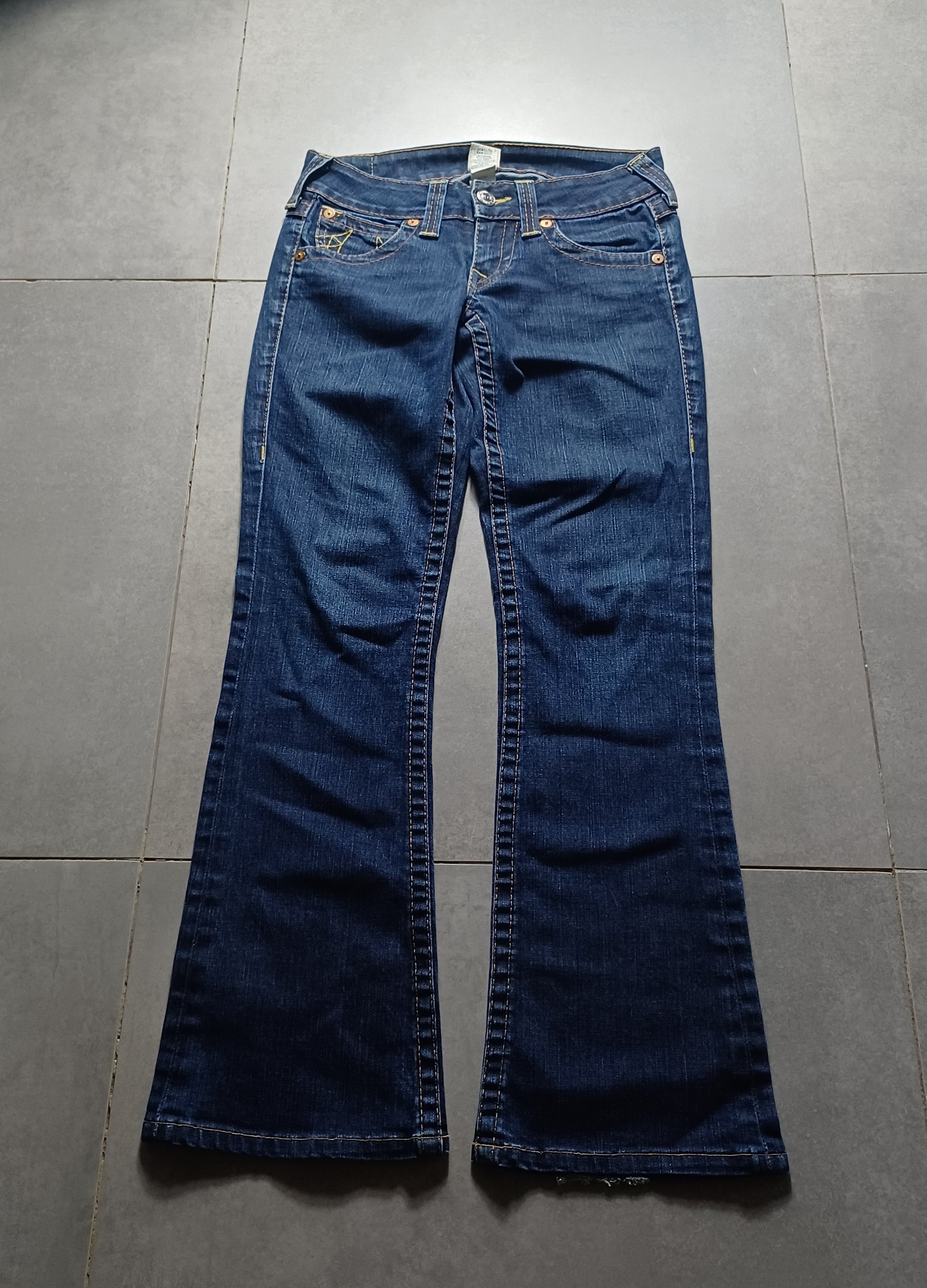 Granatowe low rise Flared Jeansy True Religion Flapy
