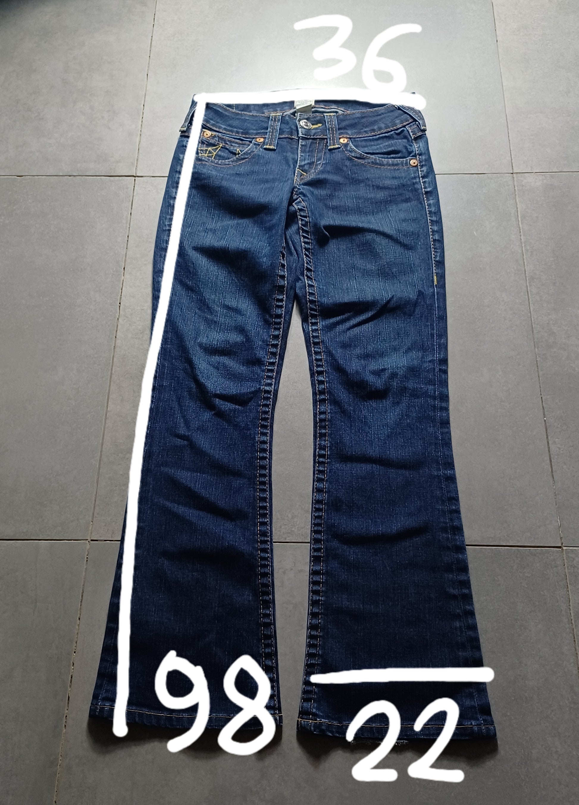 Granatowe low rise Flared Jeansy True Religion Flapy