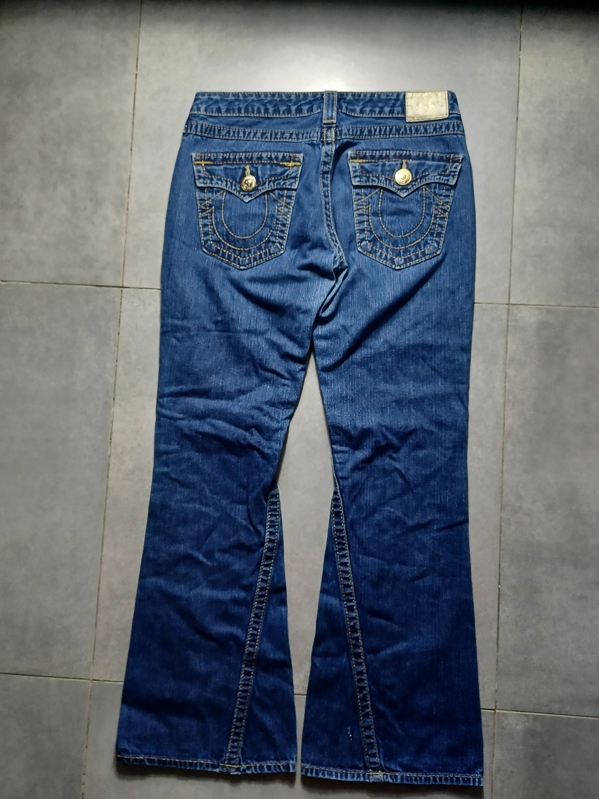 Granatowe low rise Flared Jeansy True Religion Flapy