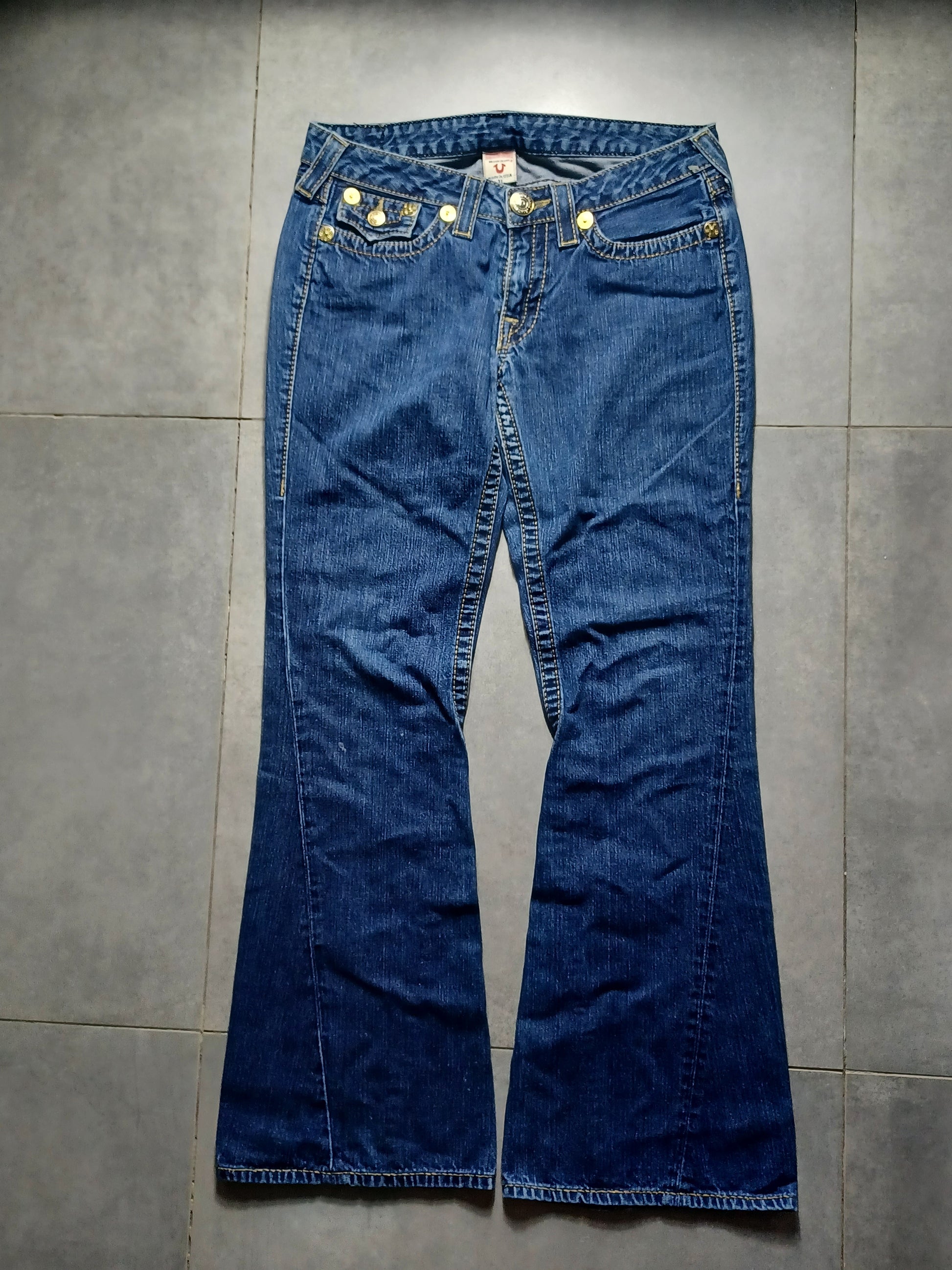 Granatowe low rise Flared Jeansy True Religion Flapy
