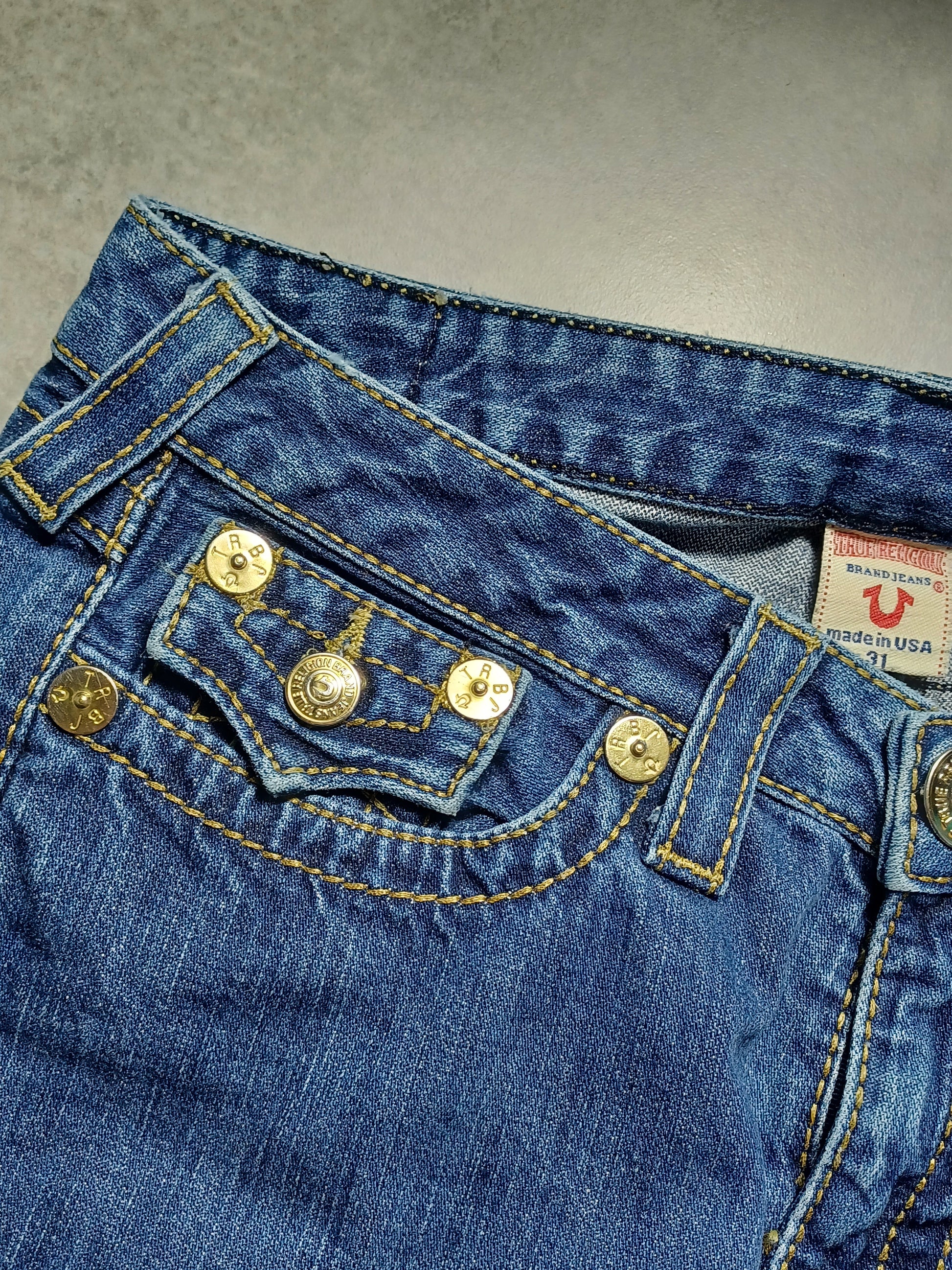 Granatowe low rise Flared Jeansy True Religion Flapy