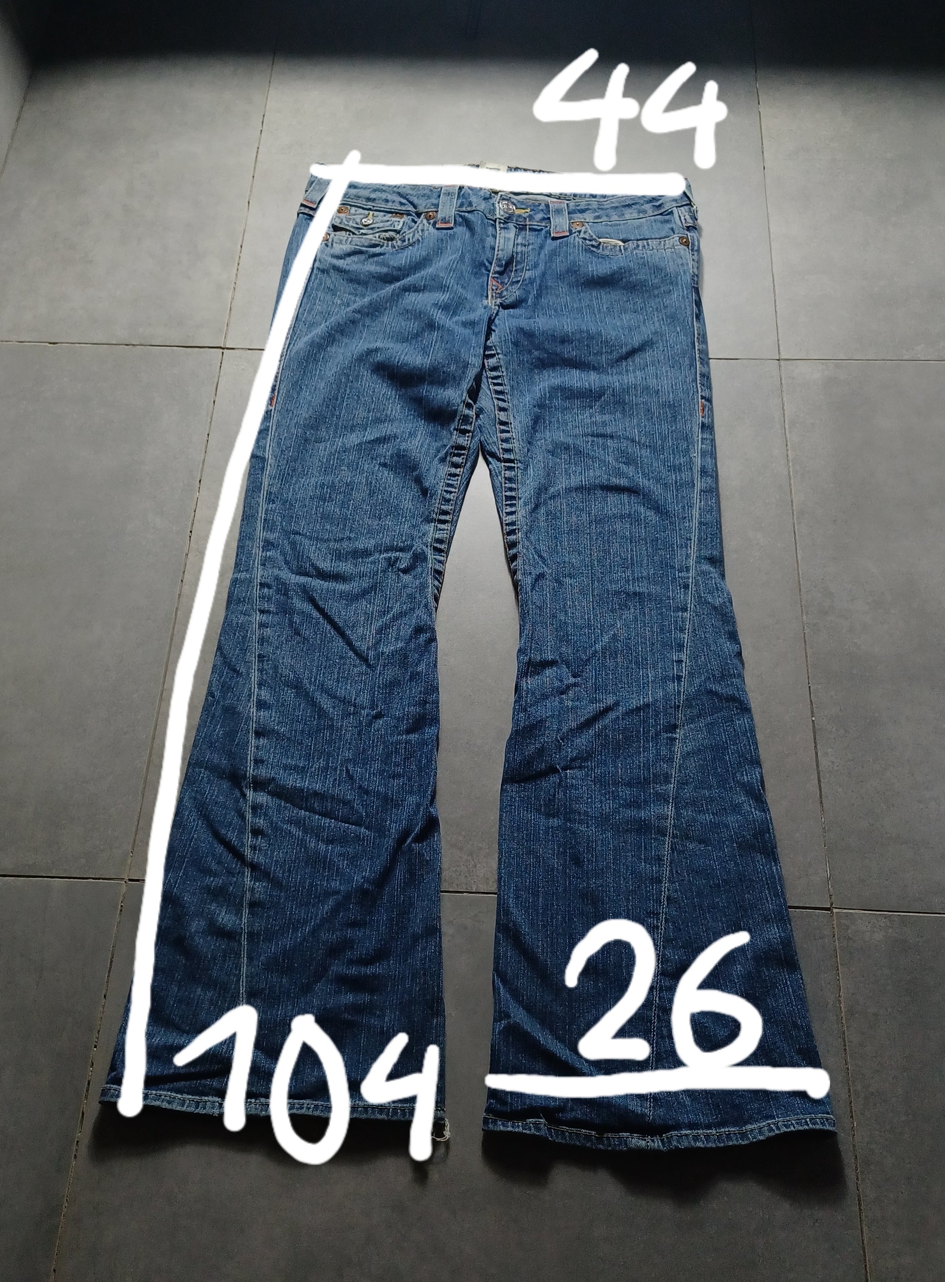 Niebieskie Low Flared Jeansy True Religion Flapy