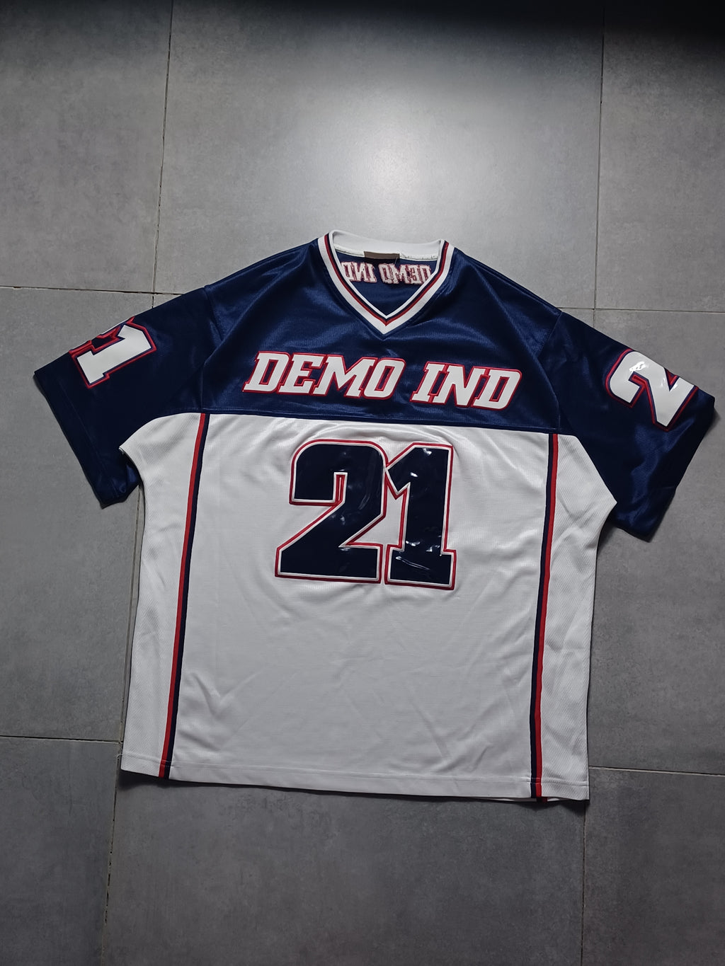 Biało Granatowy Jersey Demo Industries