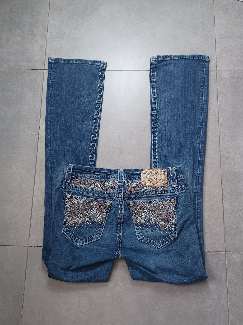 Niebieskie low rise Bootcut jeansy Miss Me