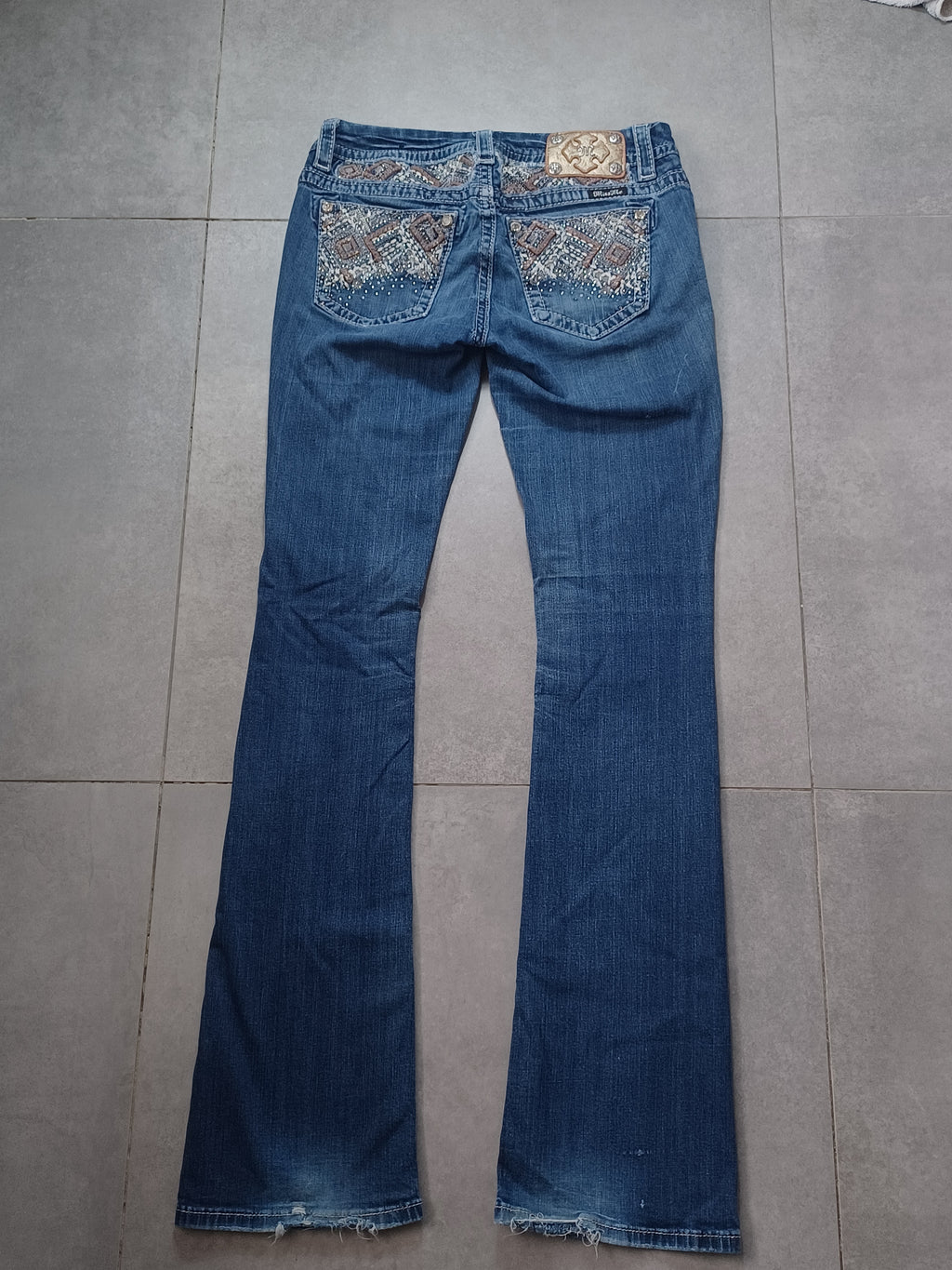 Niebieskie low rise Bootcut jeansy Miss Me