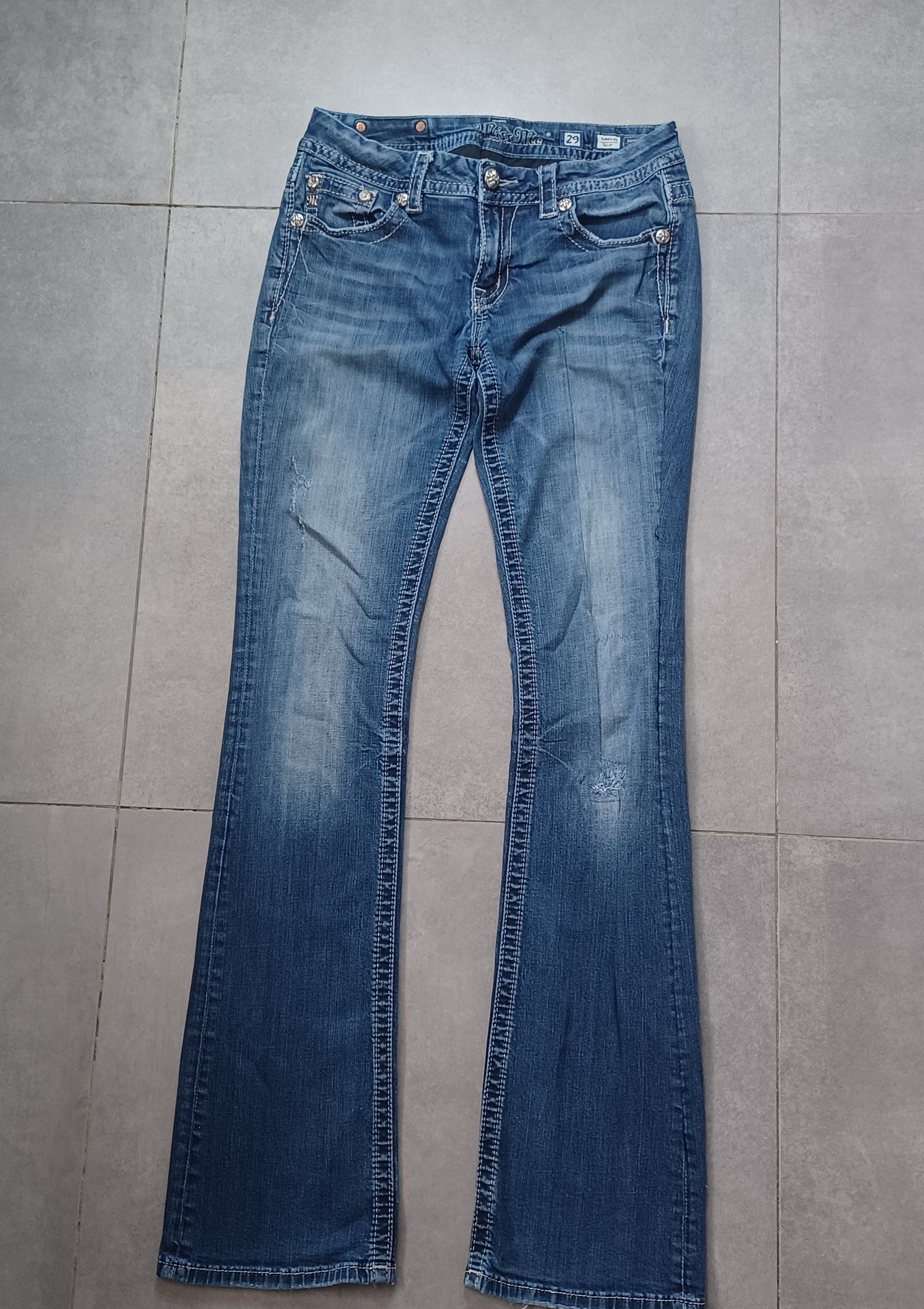 Niebieskie low rise Bootcut jeansy Miss Me
