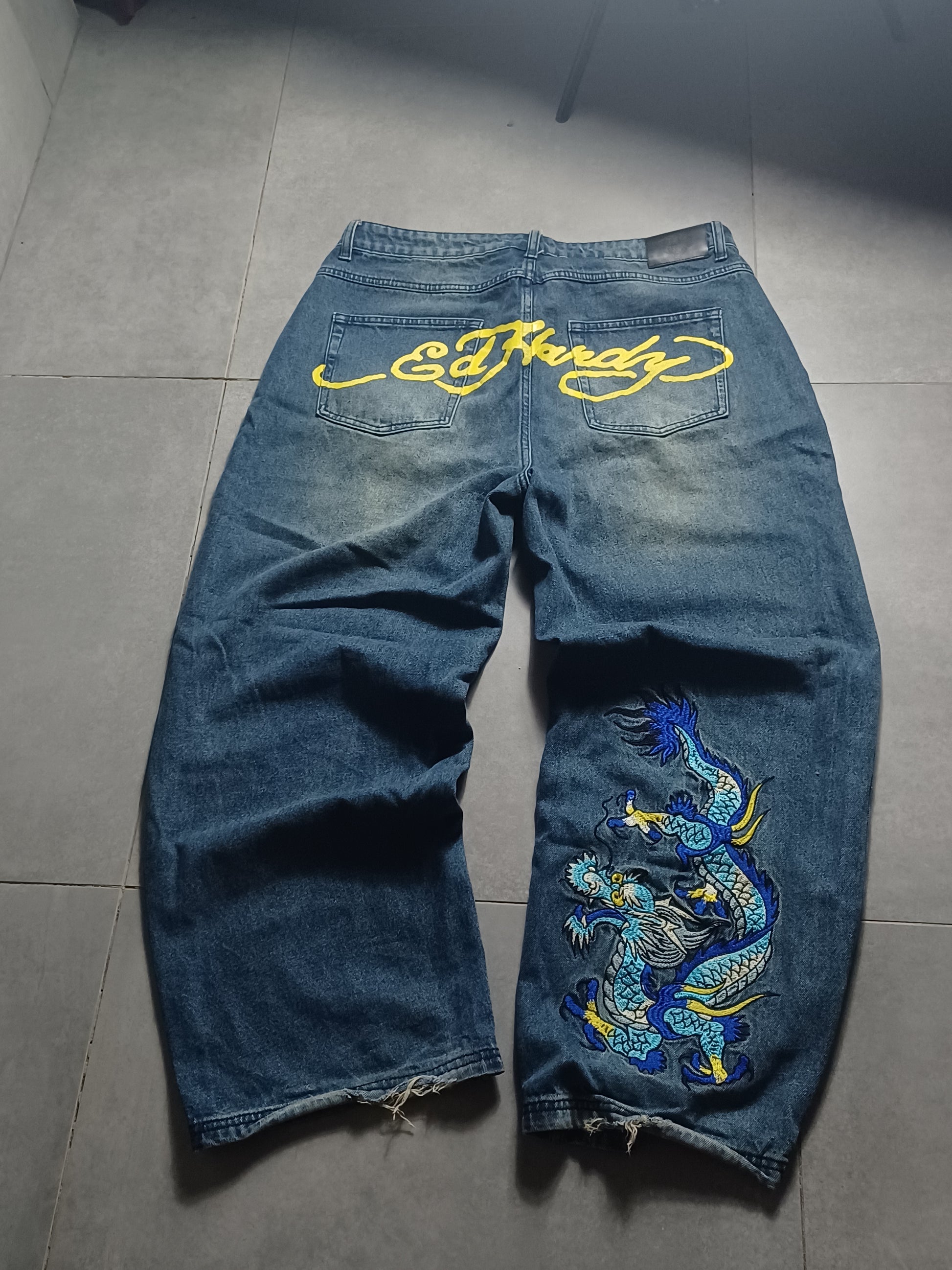 Niebieskie baggy jeansy Ed Hardy x Urban Outfitters