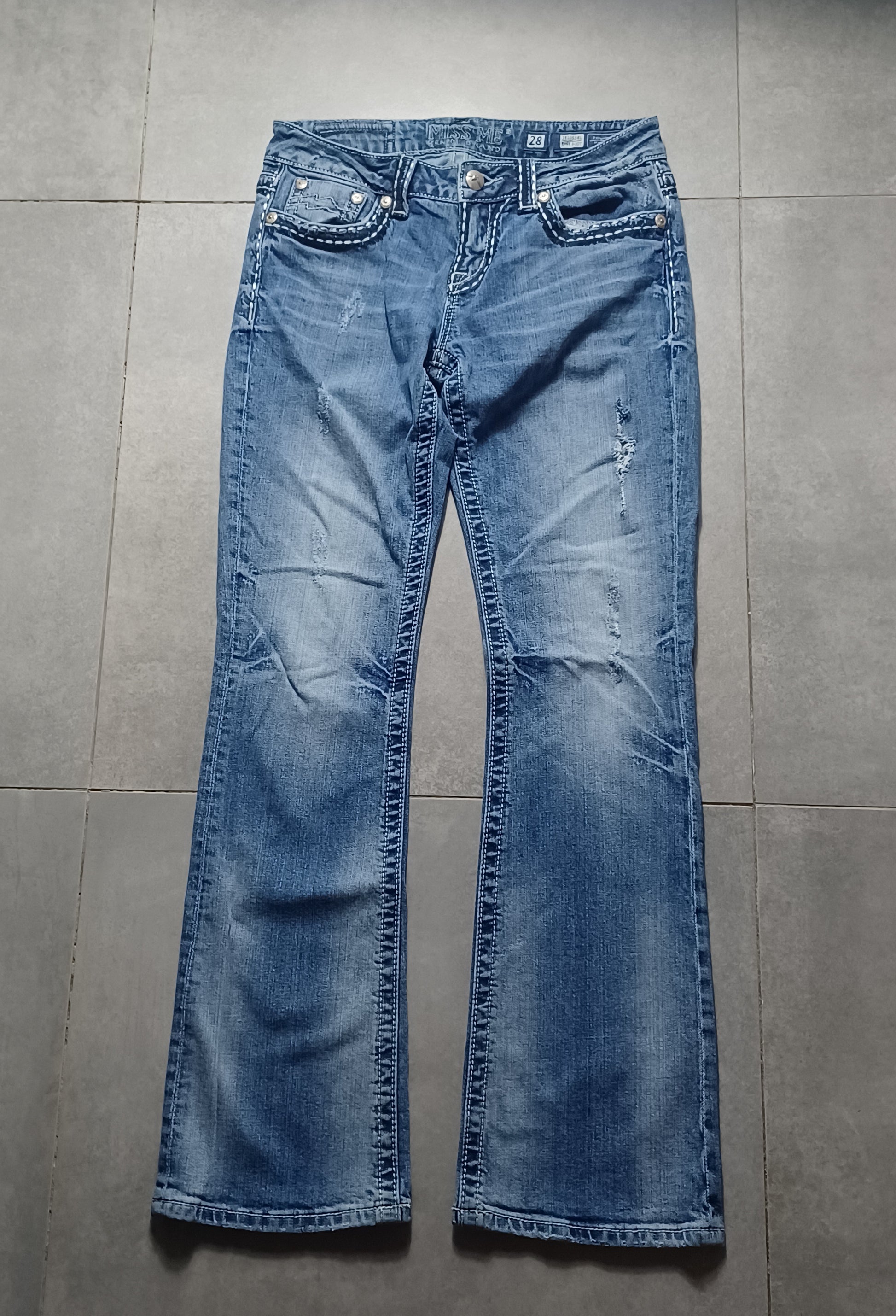 Niebieskie low rise Flared jeansy Miss Me