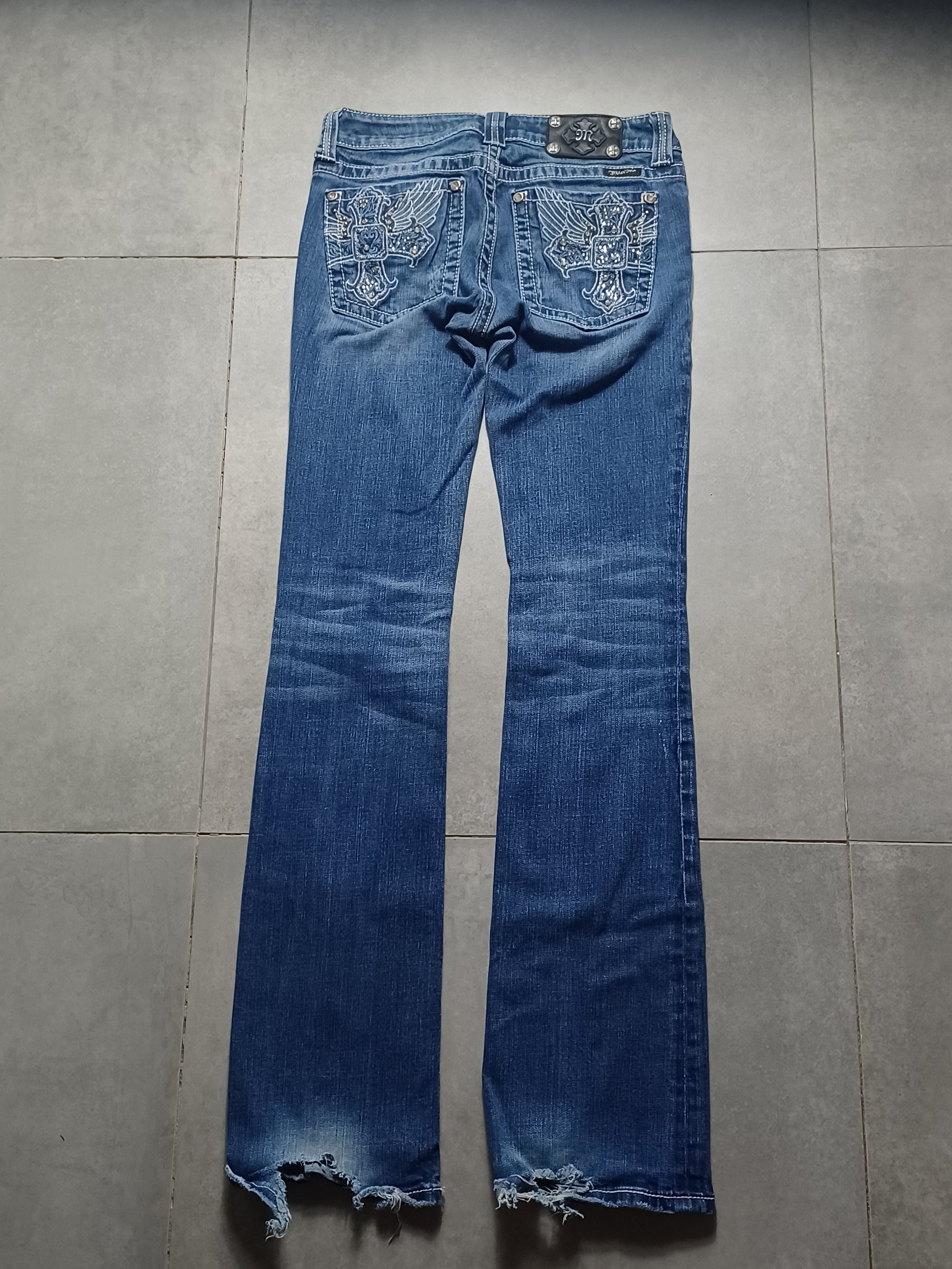 Granatowe low rise Flared jeansy Miss Me