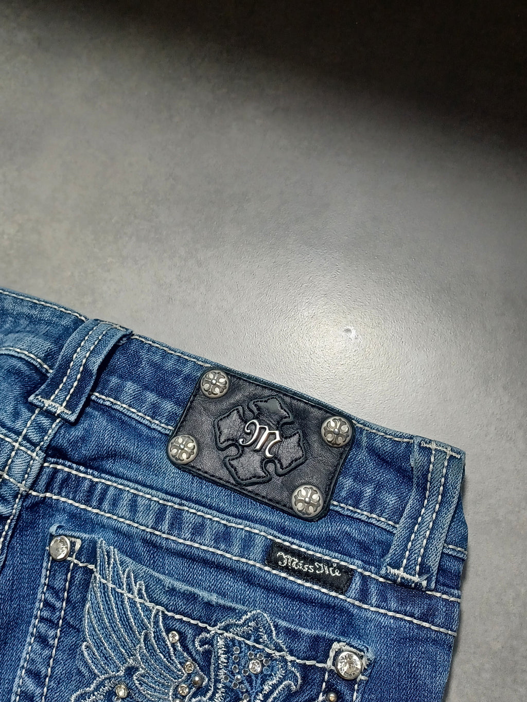 Granatowe low rise Flared jeansy Miss Me