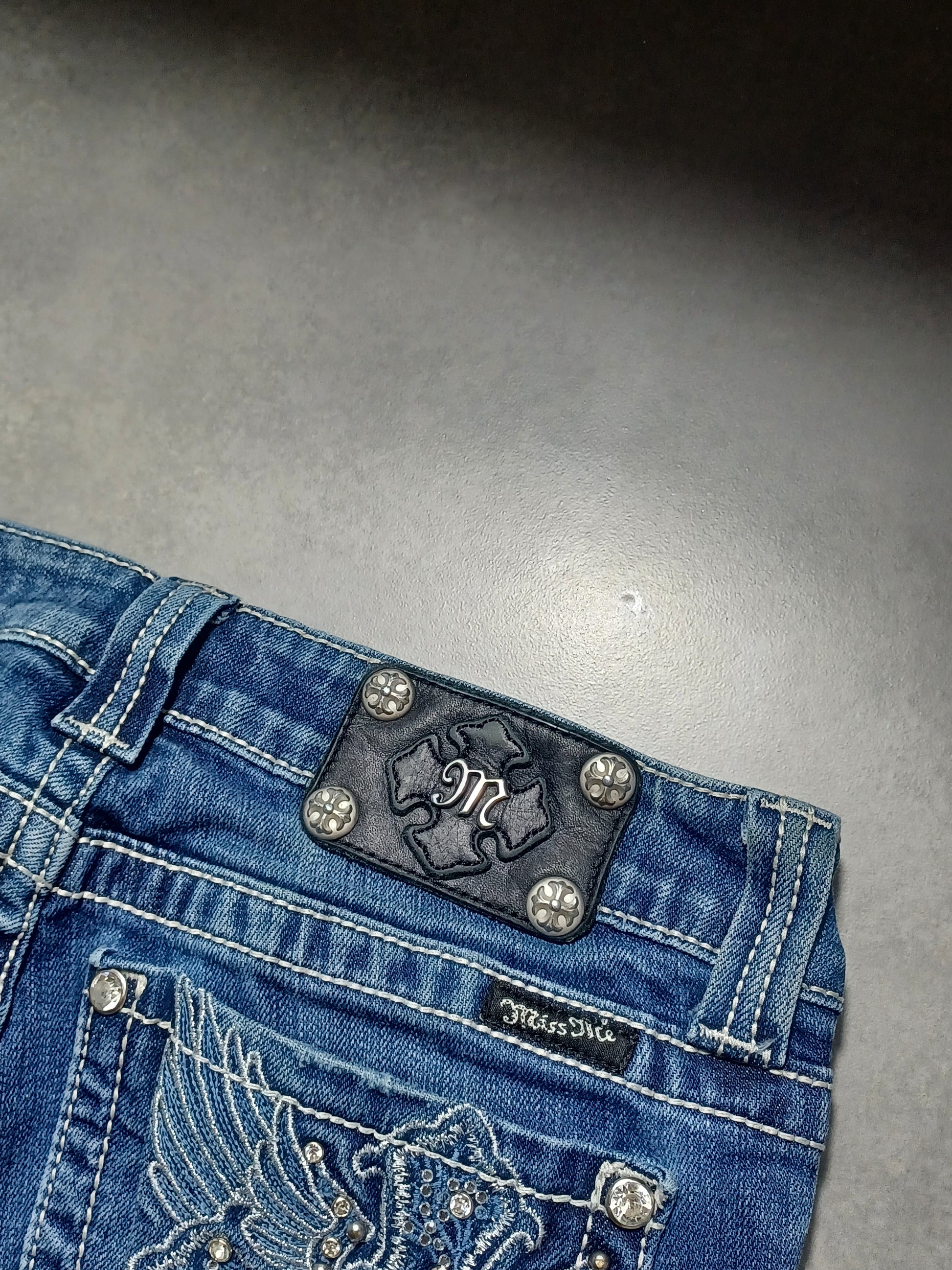 Granatowe low rise Flared jeansy Miss Me