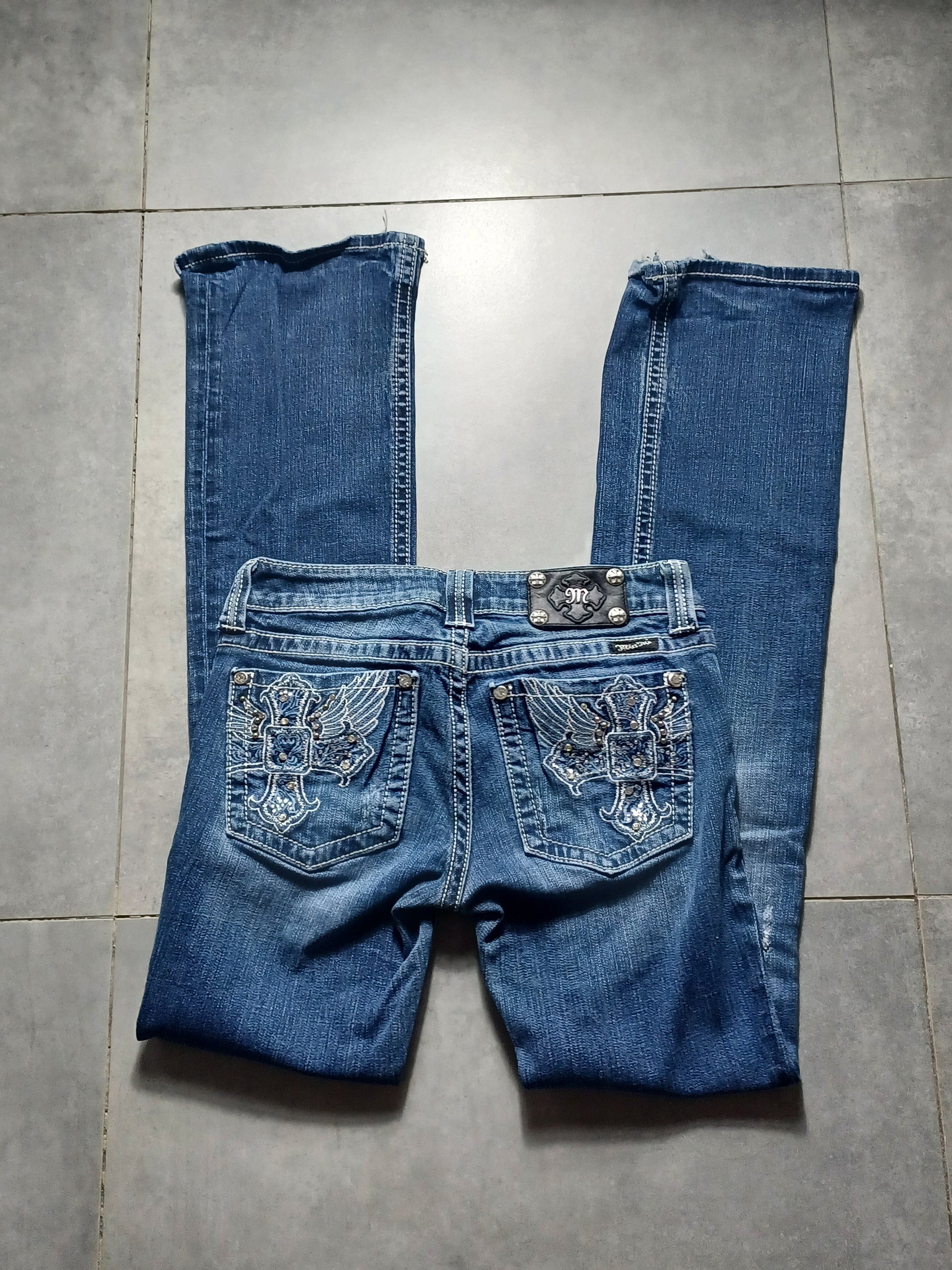 Granatowe low rise Flared jeansy Miss Me