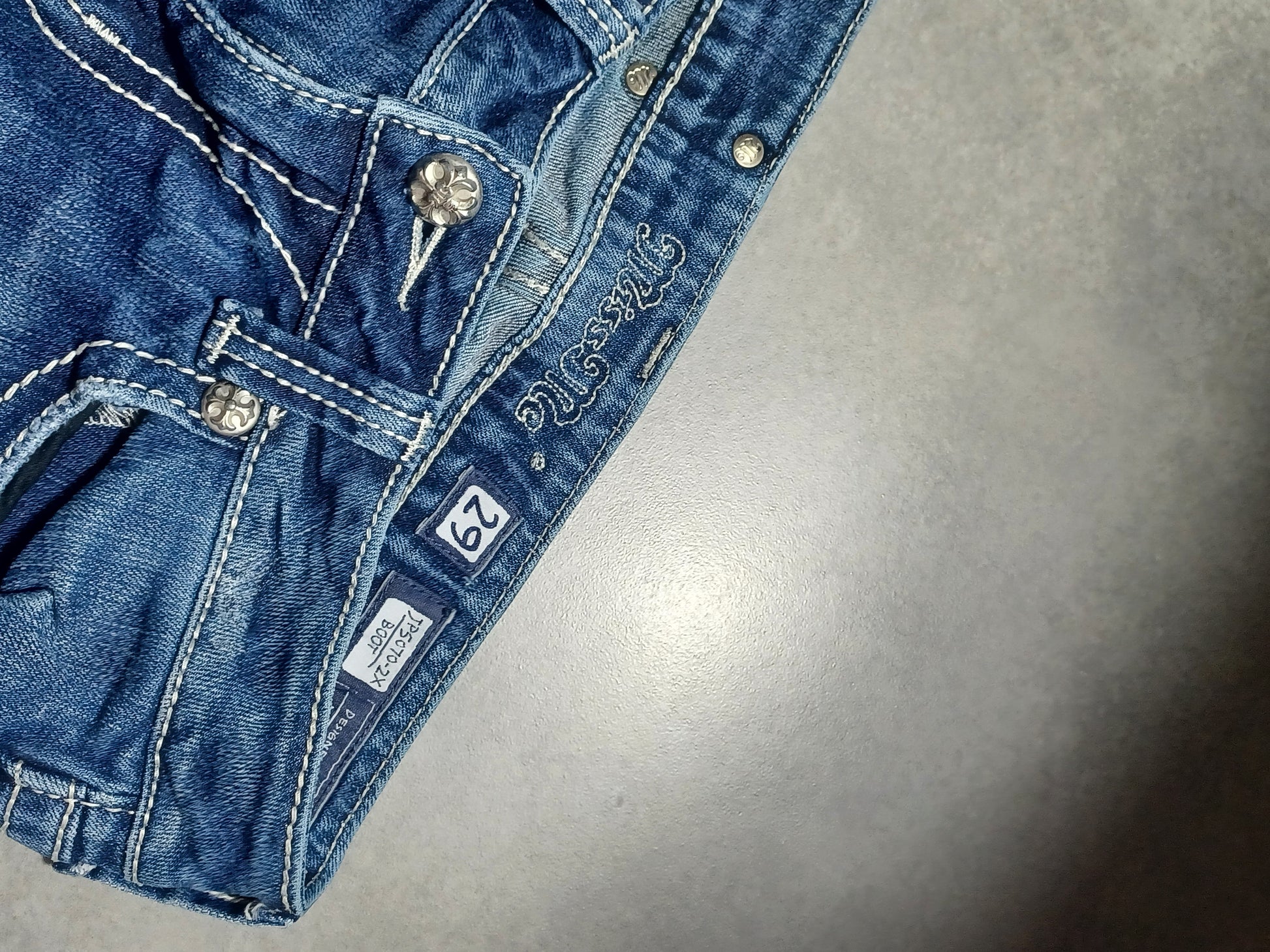 Granatowe low rise Flared jeansy Miss Me