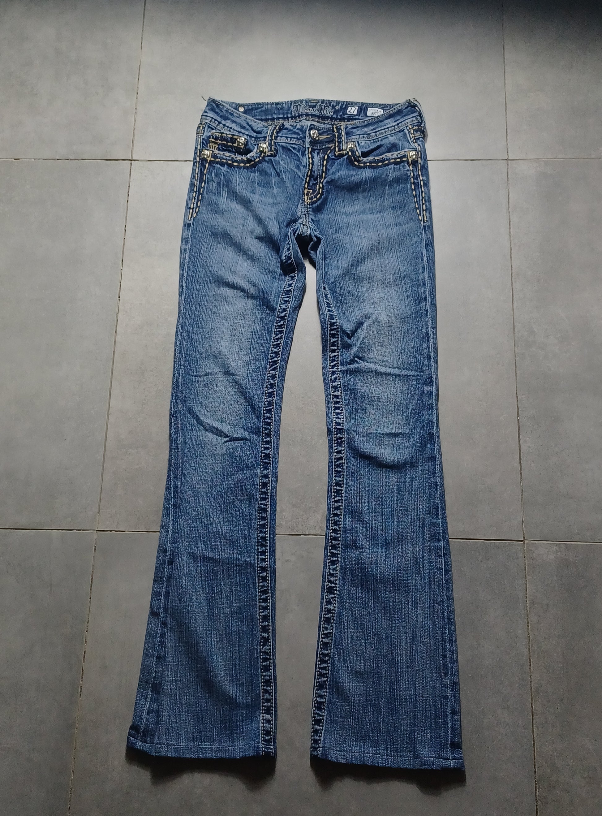 Niebieskie low rise Flared jeansy Miss Me