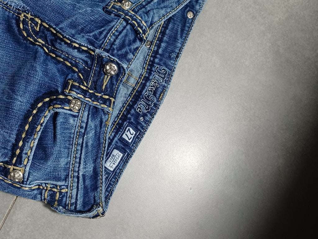 Niebieskie low rise Flared jeansy Miss Me