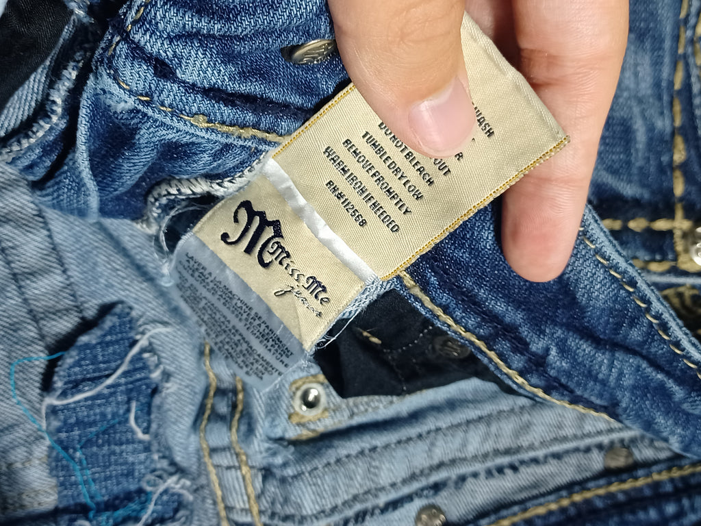 Niebieskie low rise Flared jeansy Miss Me