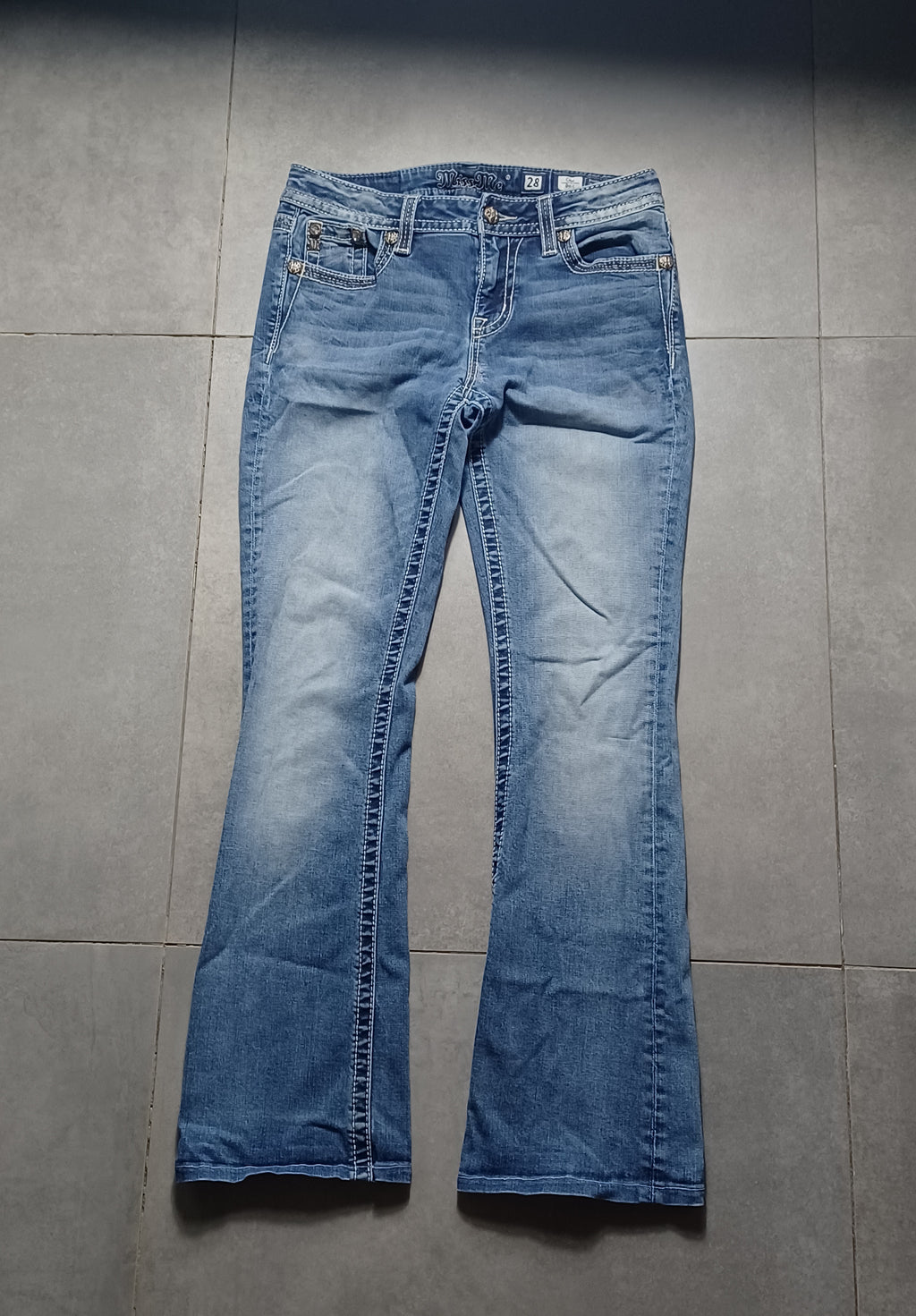 Niebieskie low rise Flared jeansy Miss Me