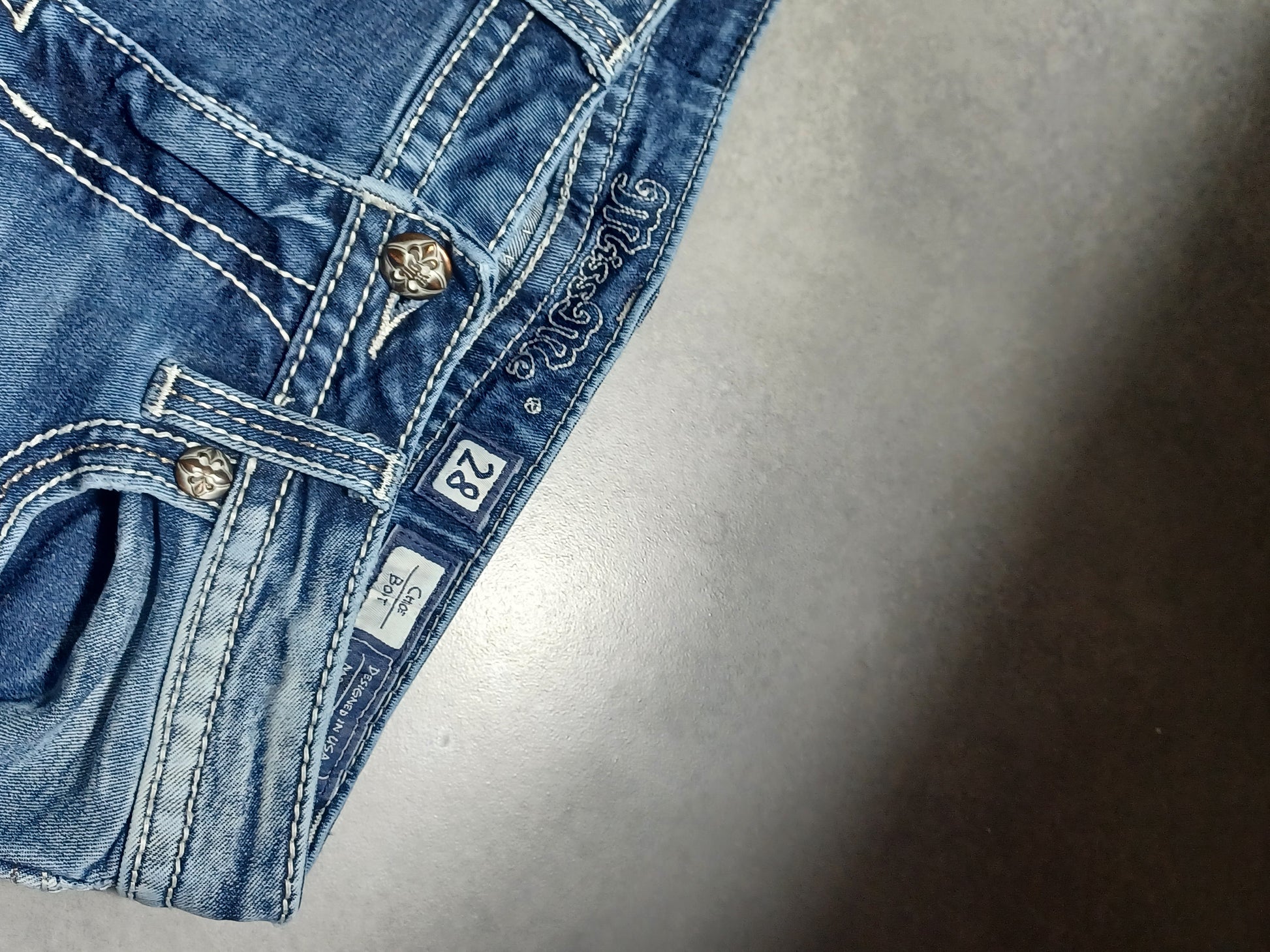 Niebieskie low rise Flared jeansy Miss Me