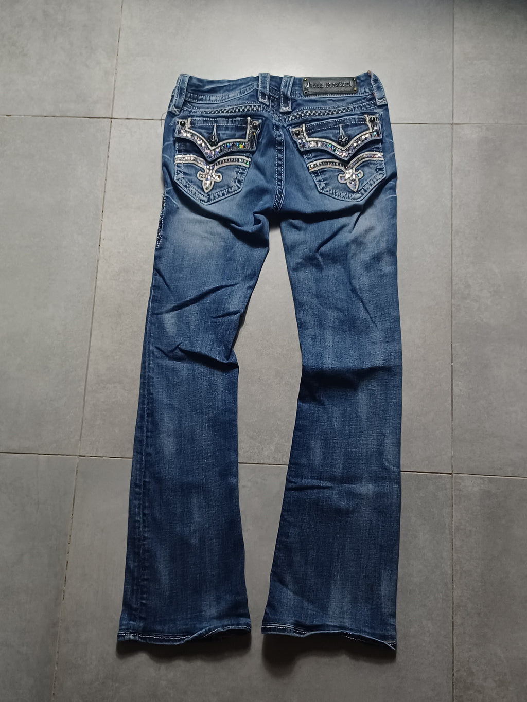 Granatowe low rise Flared jeansy Rock Revival