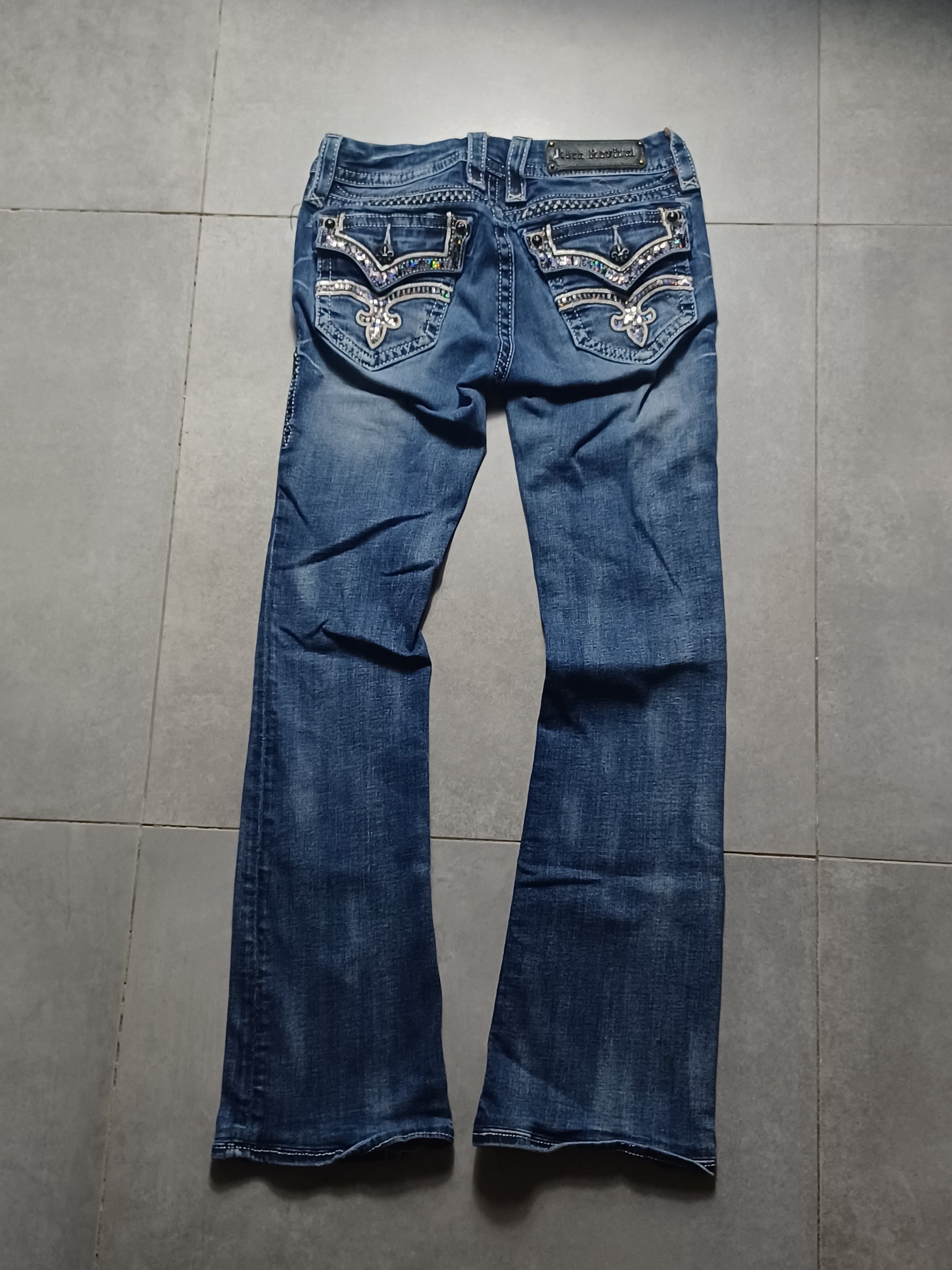 Granatowe low rise Flared jeansy Rock Revival