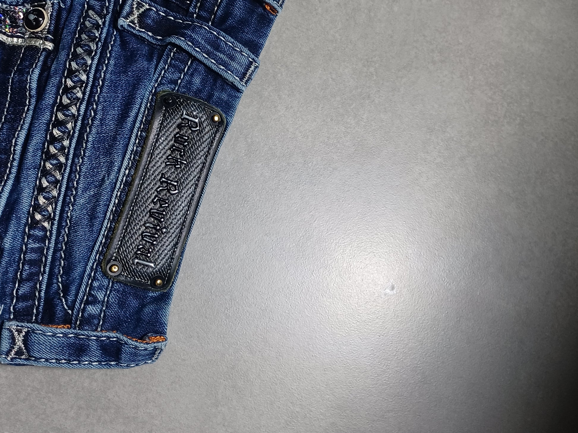 Granatowe low rise Flared jeansy Rock Revival