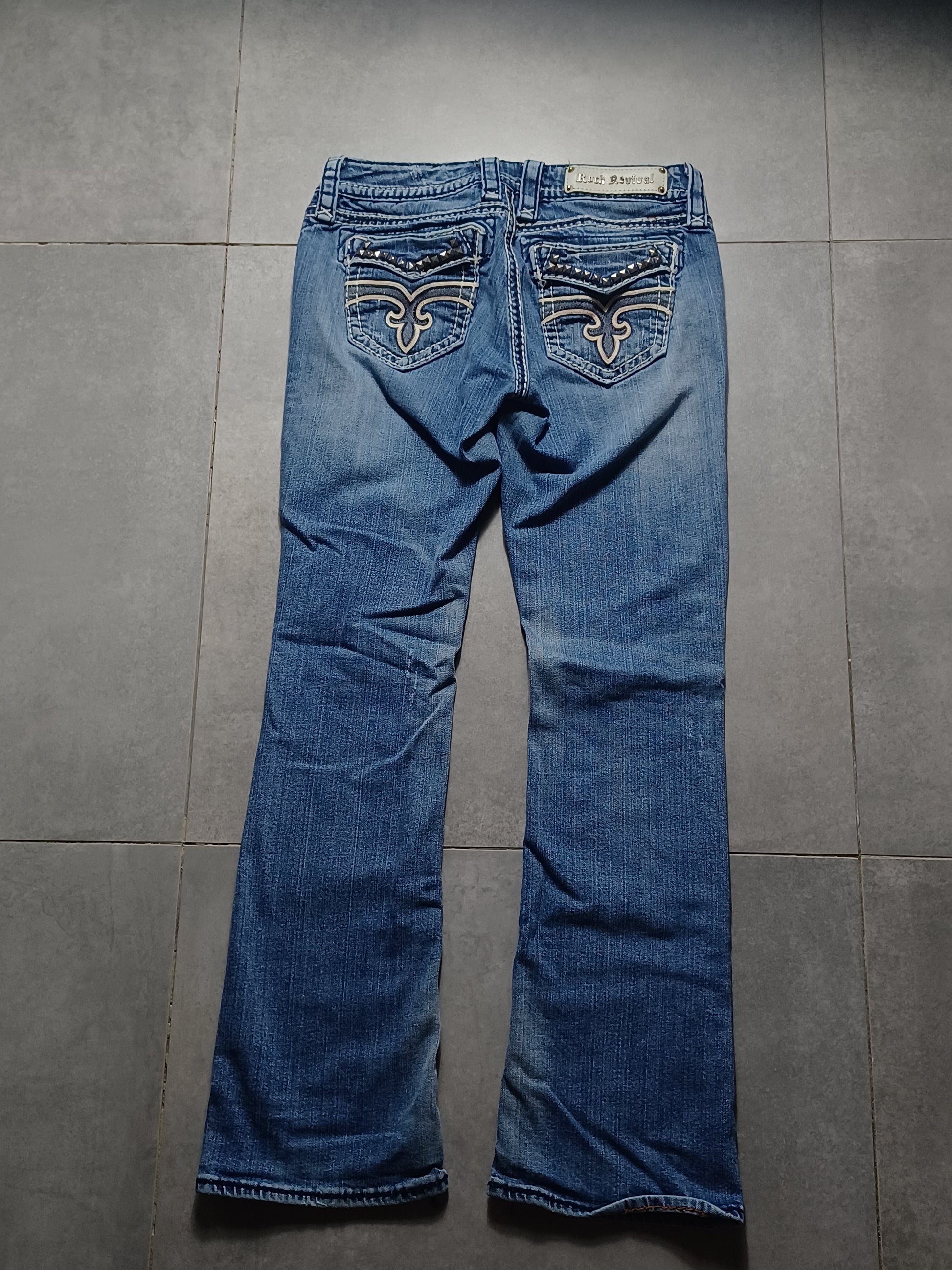 Niebieskie low rise Flared jeansy Rock Revival