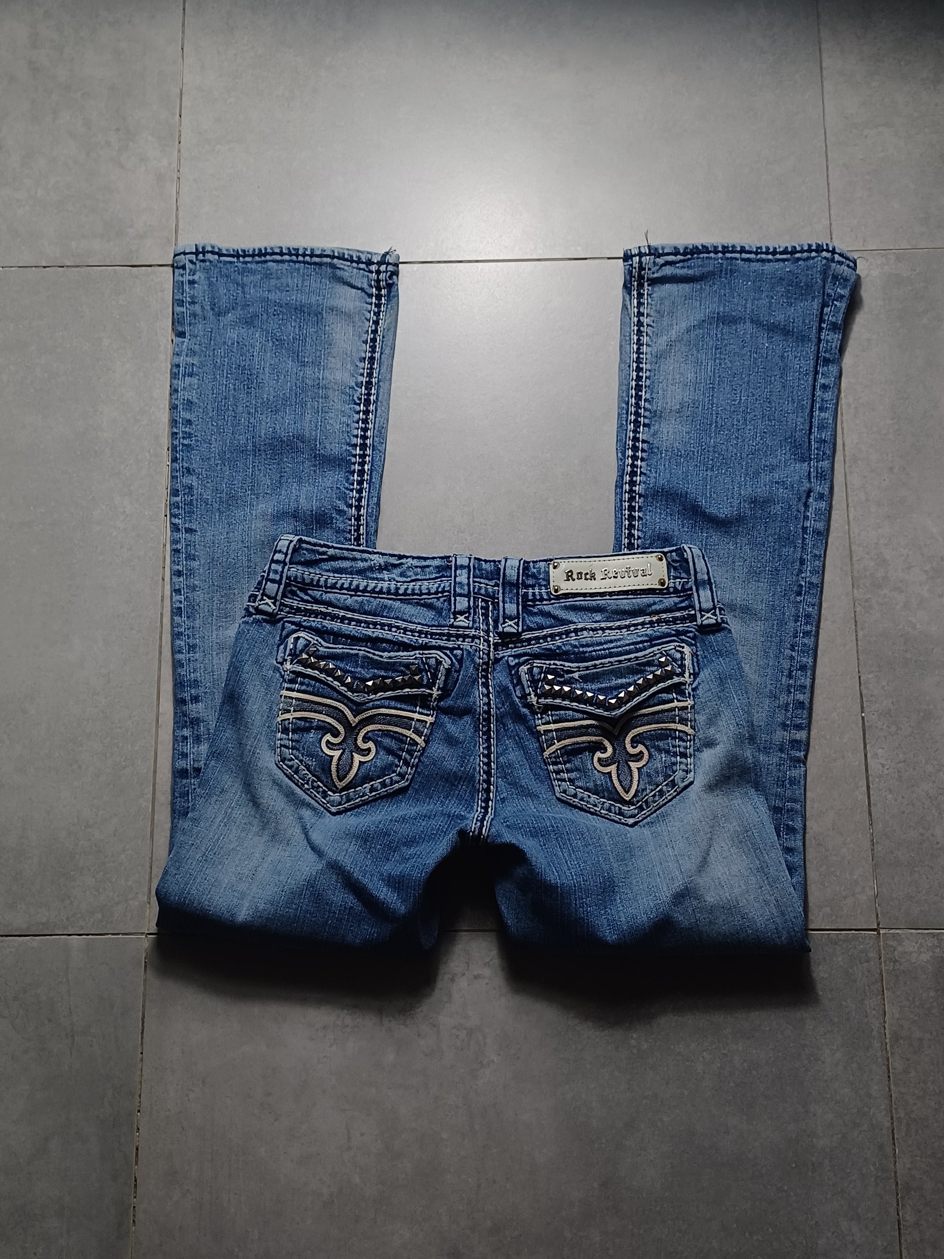 Niebieskie low rise Flared jeansy Rock Revival