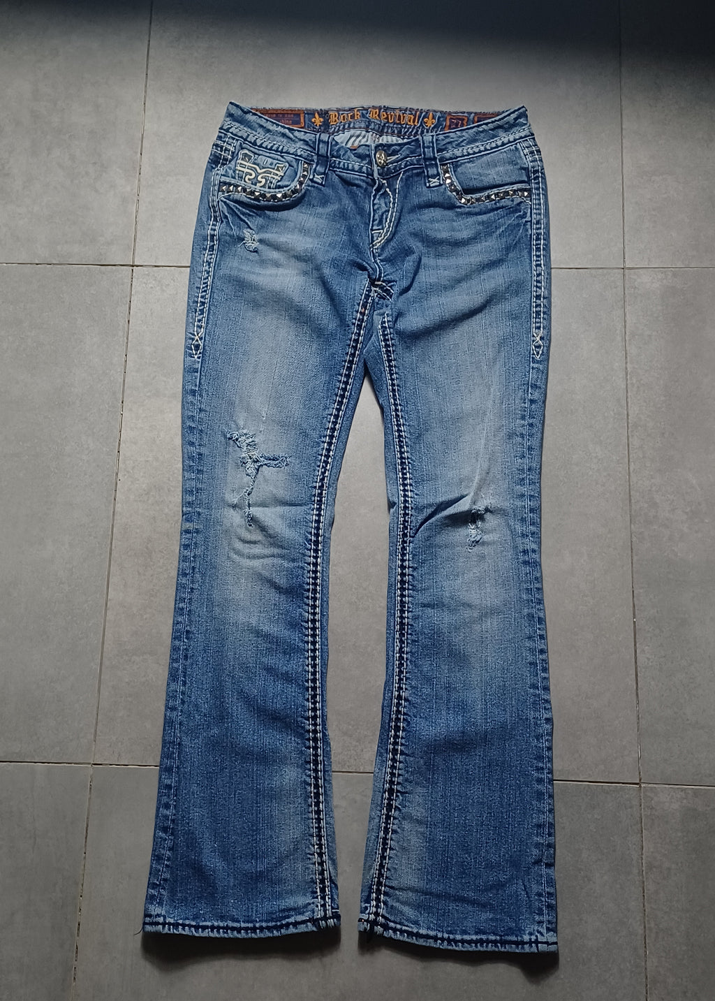 Niebieskie low rise Flared jeansy Rock Revival
