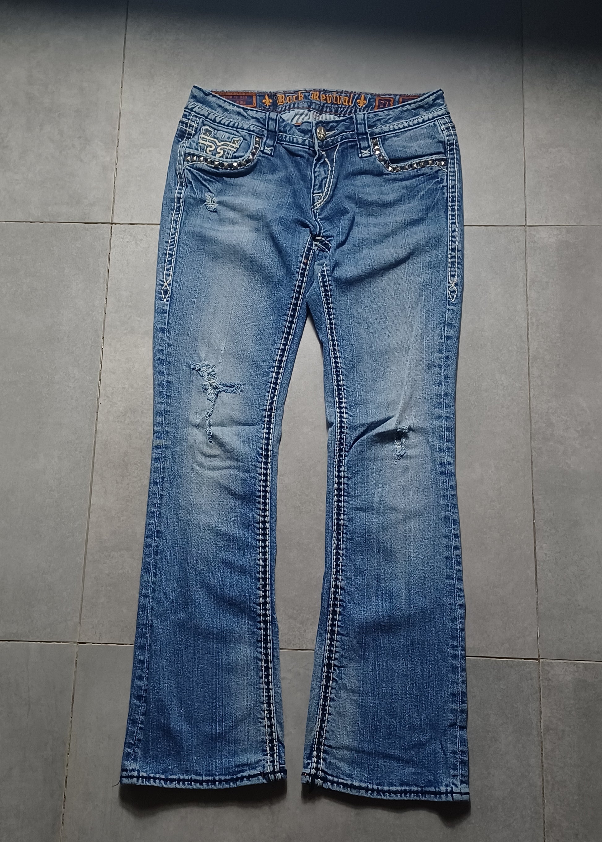 Niebieskie low rise Flared jeansy Rock Revival