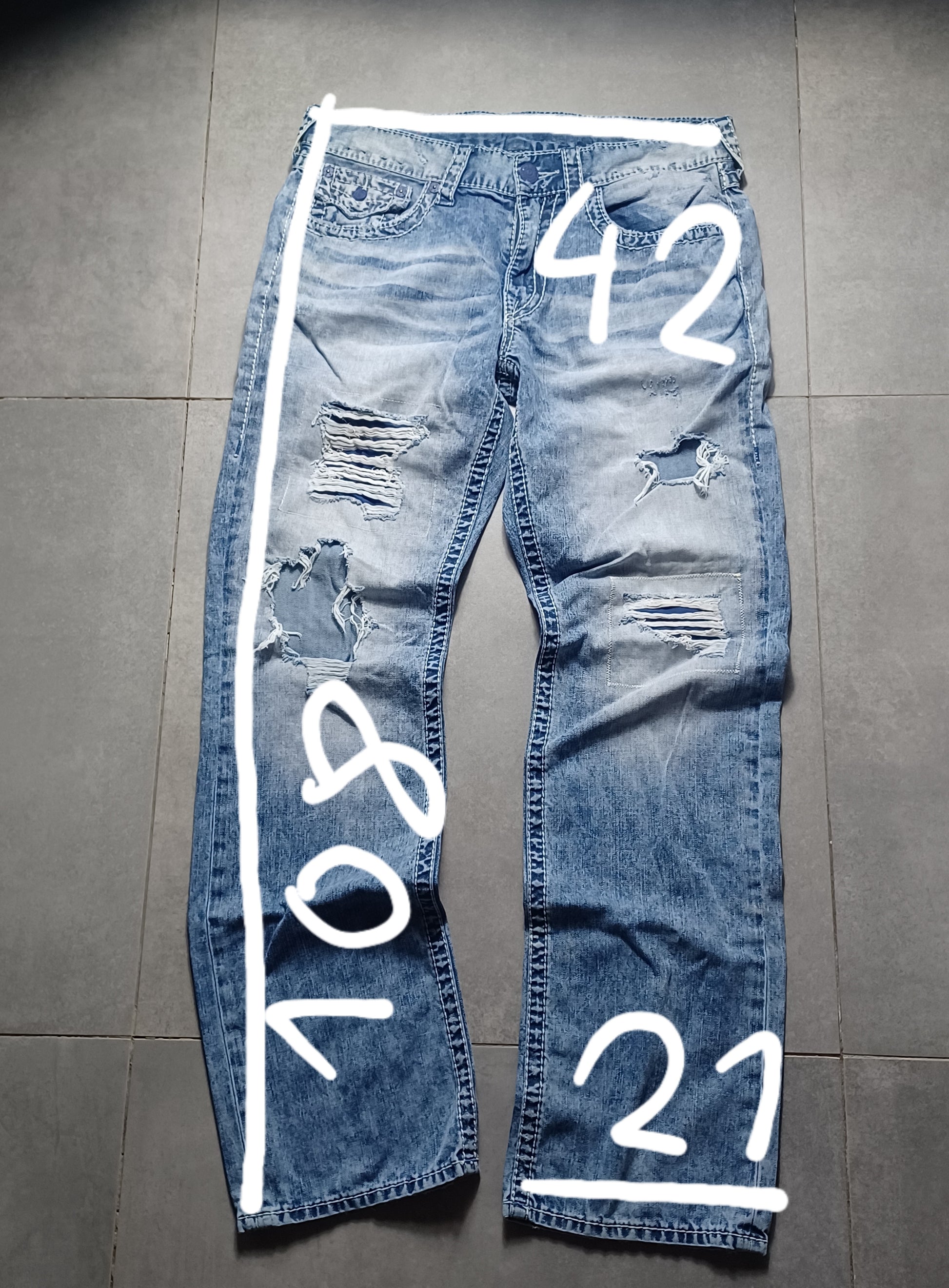 Niebieskie straight jeansy True Religion