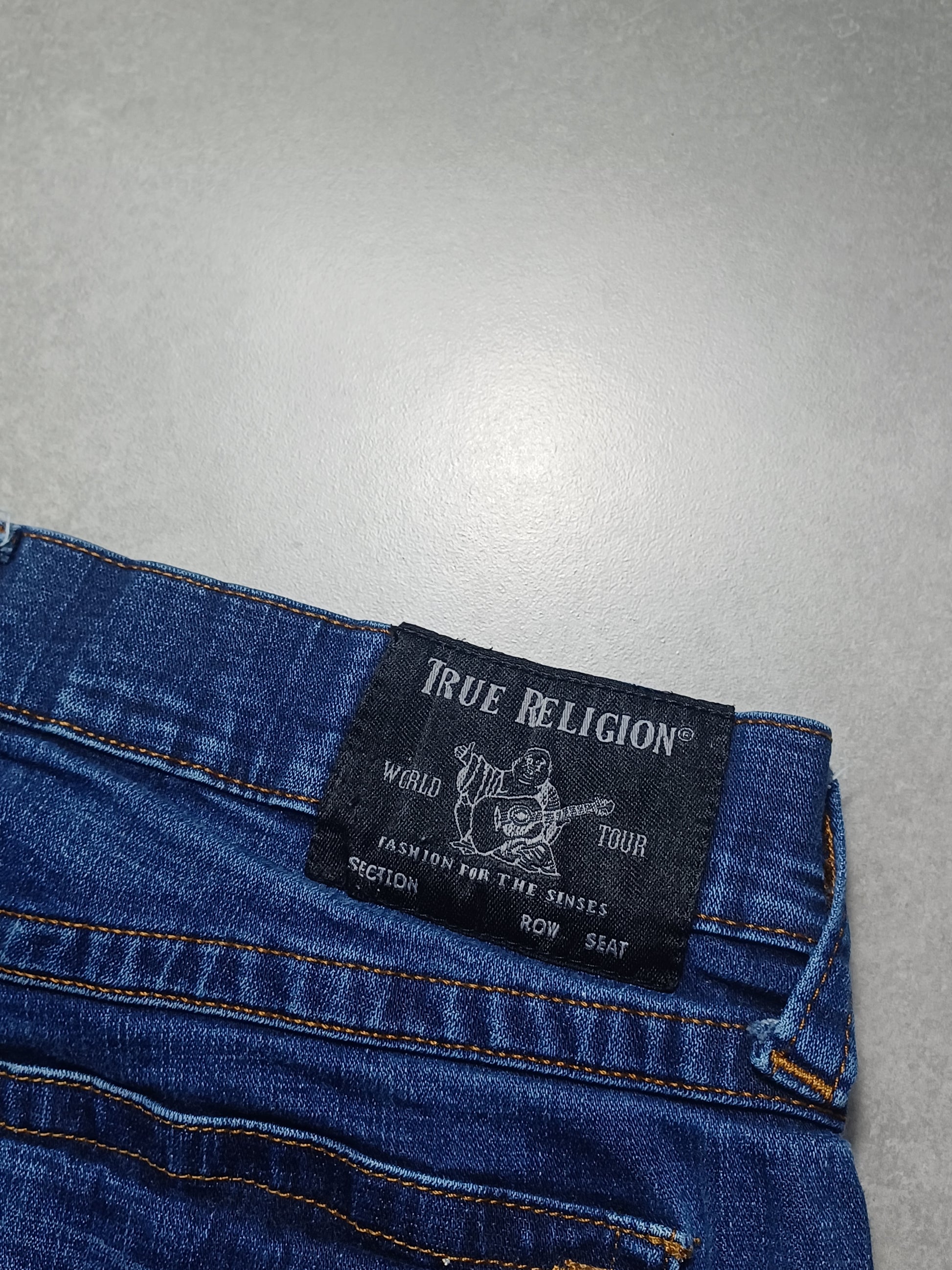 Granatowe straight fit jeansy True Religion