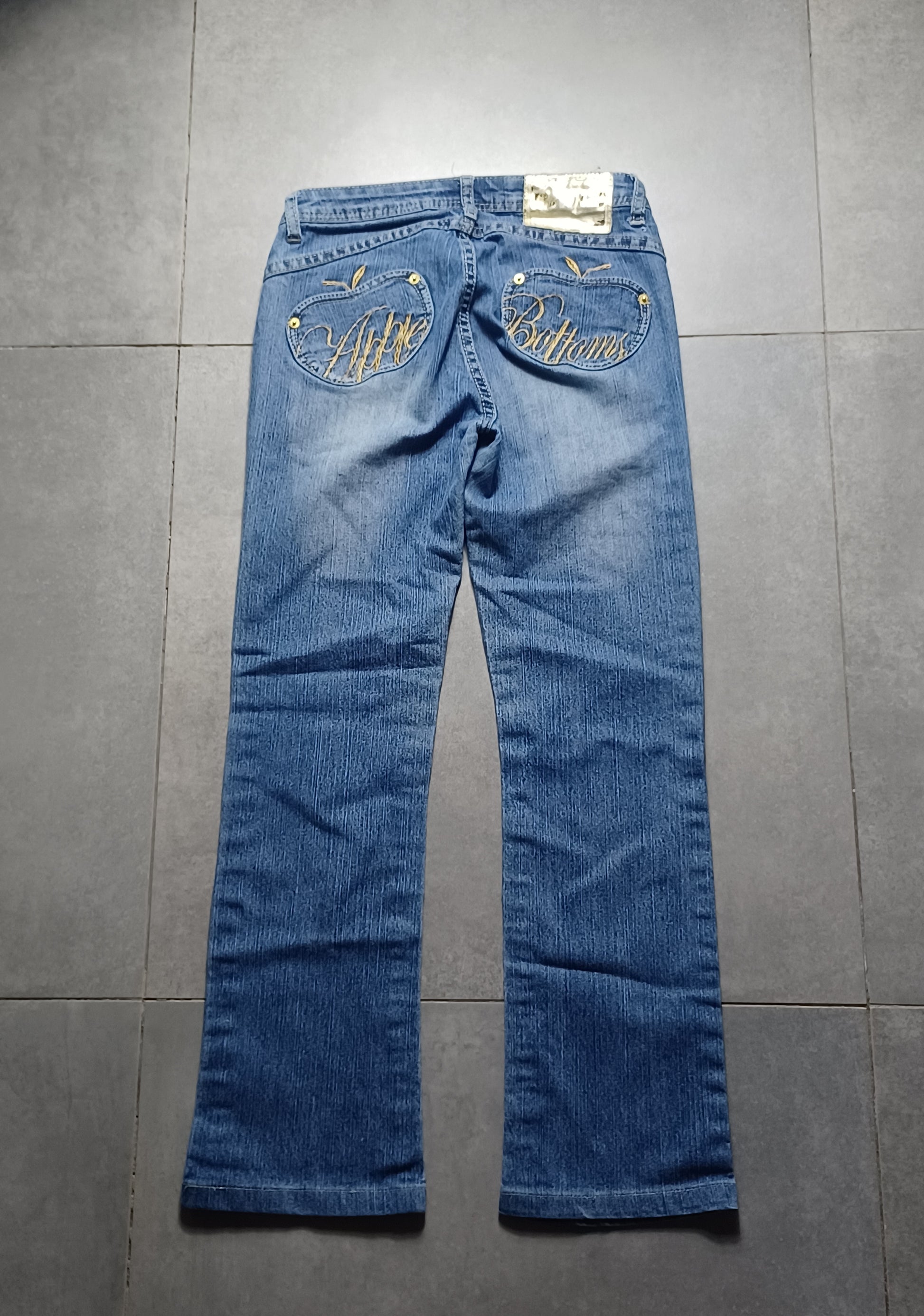 Niebieskie low rise flared jeansy Apple Bottoms