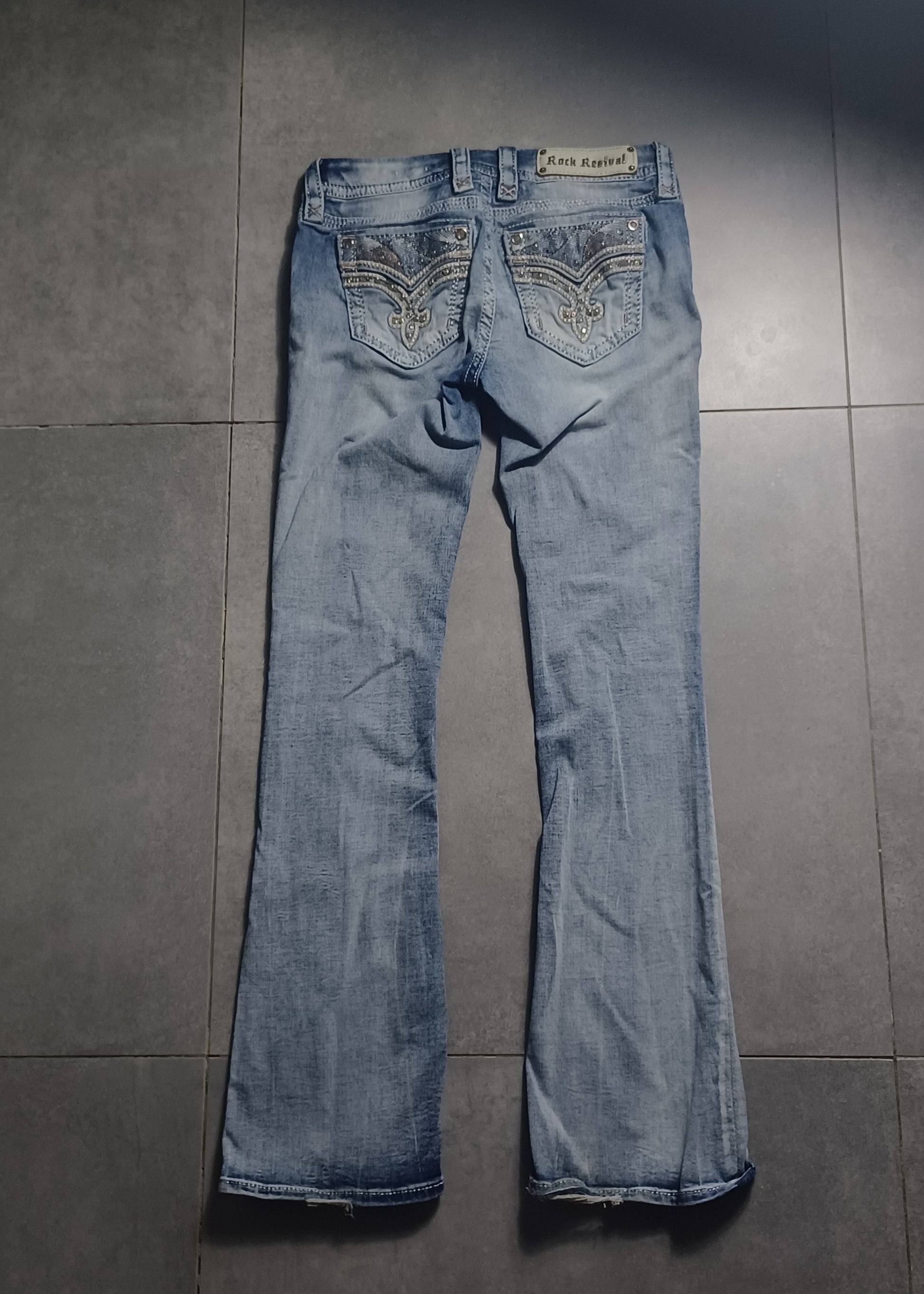 Jasnoniebieskie low rise flared jeansy Rock Revival