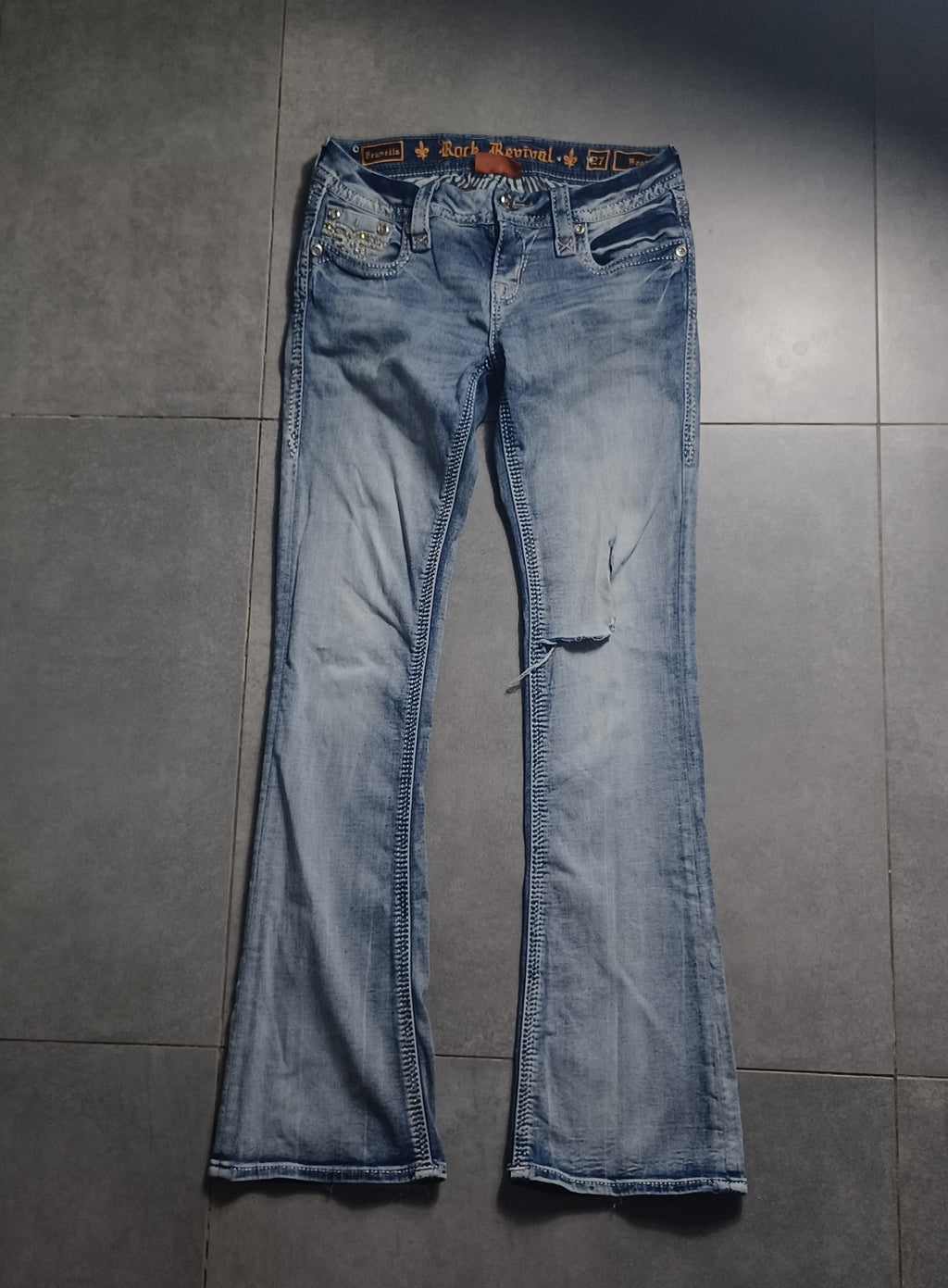 Jasnoniebieskie low rise flared jeansy Rock Revival