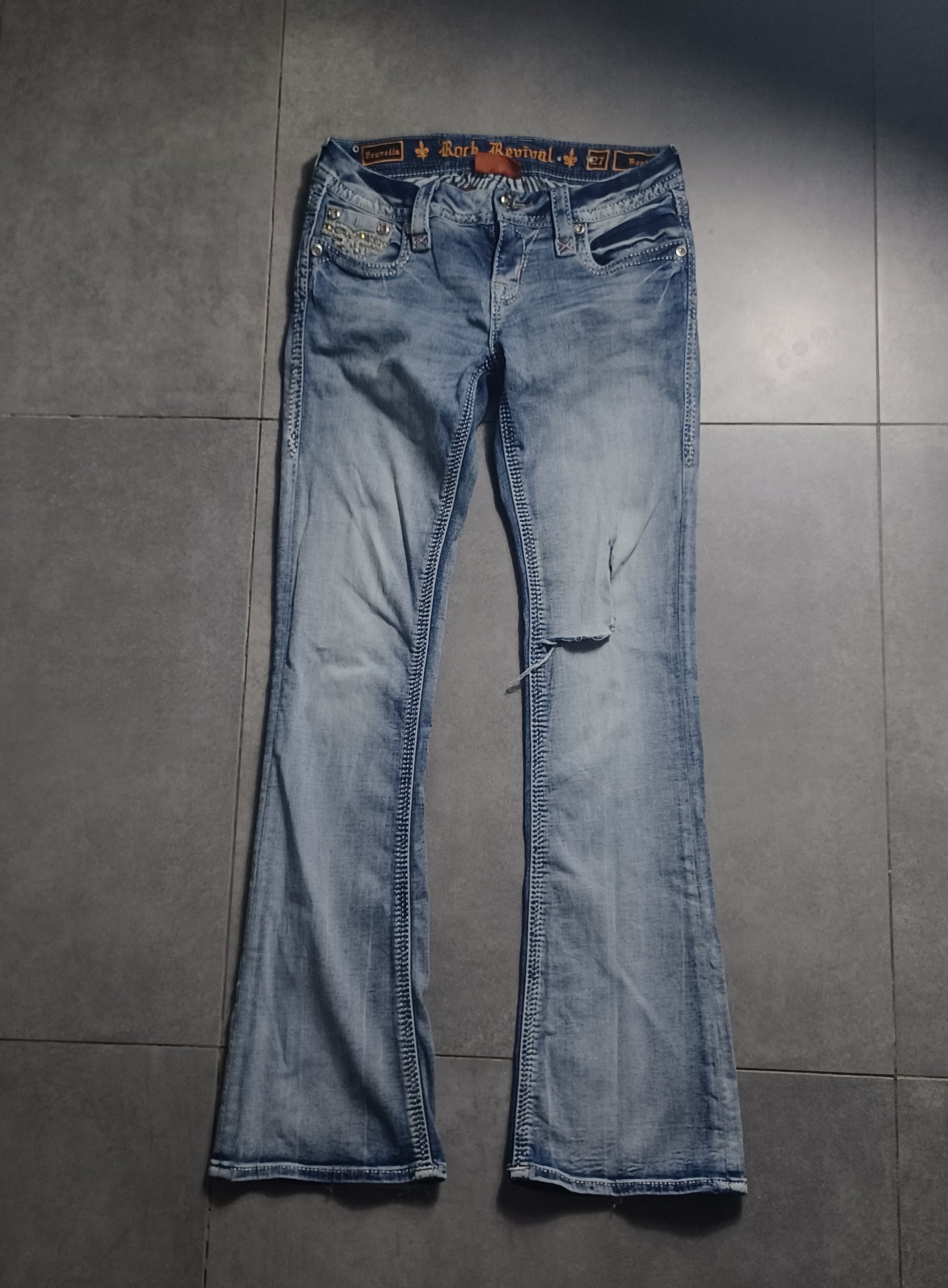 Jasnoniebieskie low rise flared jeansy Rock Revival