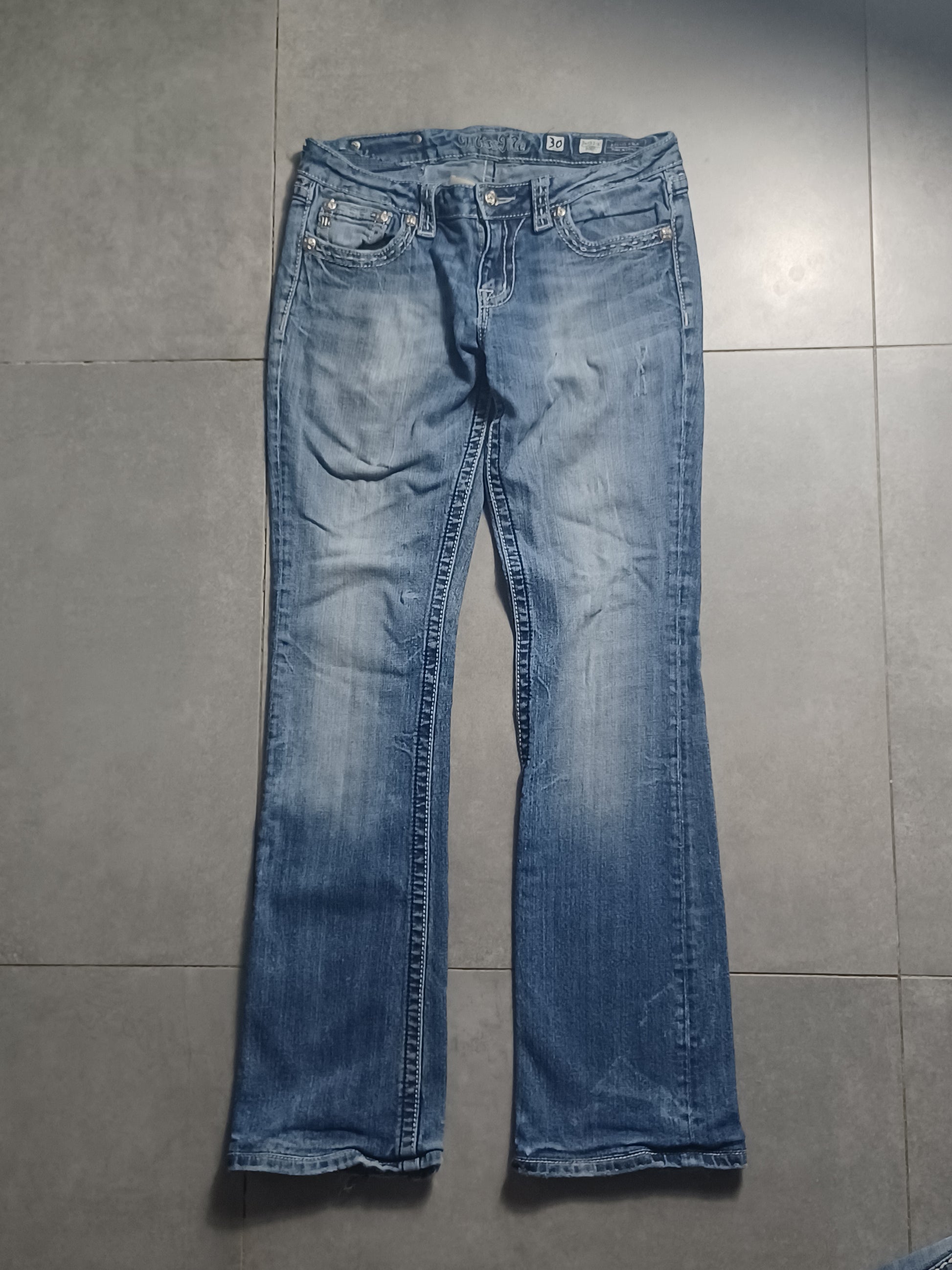 Granatowe low rise Flared jeansy Miss Me