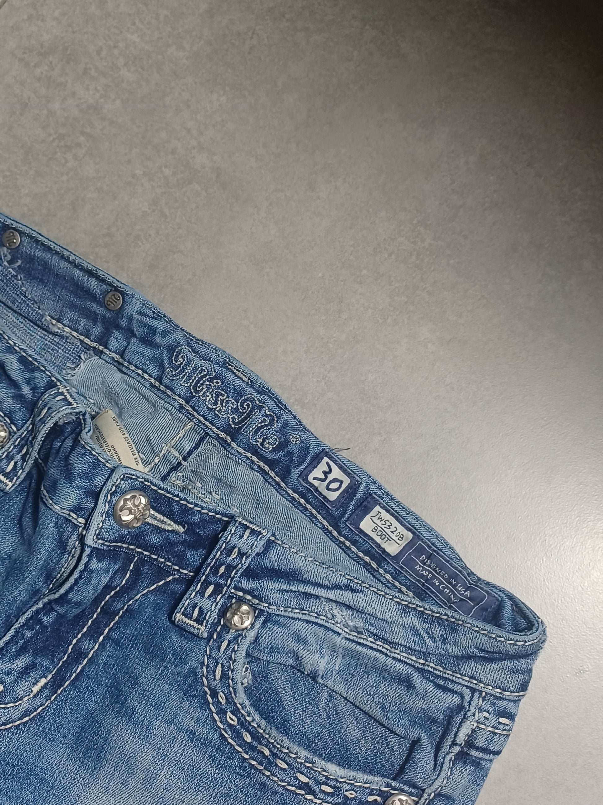 Granatowe low rise Flared jeansy Miss Me