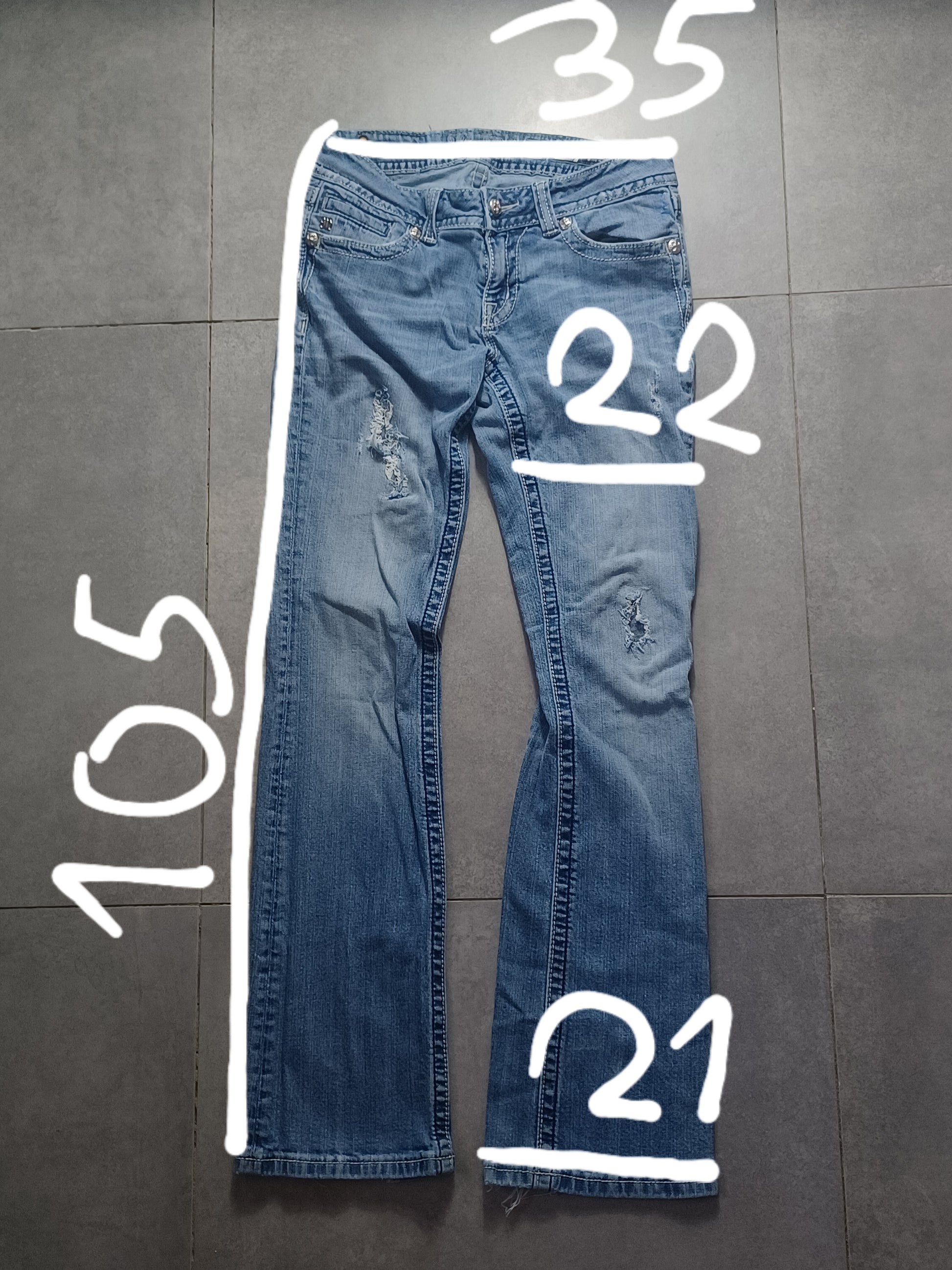 Niebieskie low rise Flared jeansy Miss Me