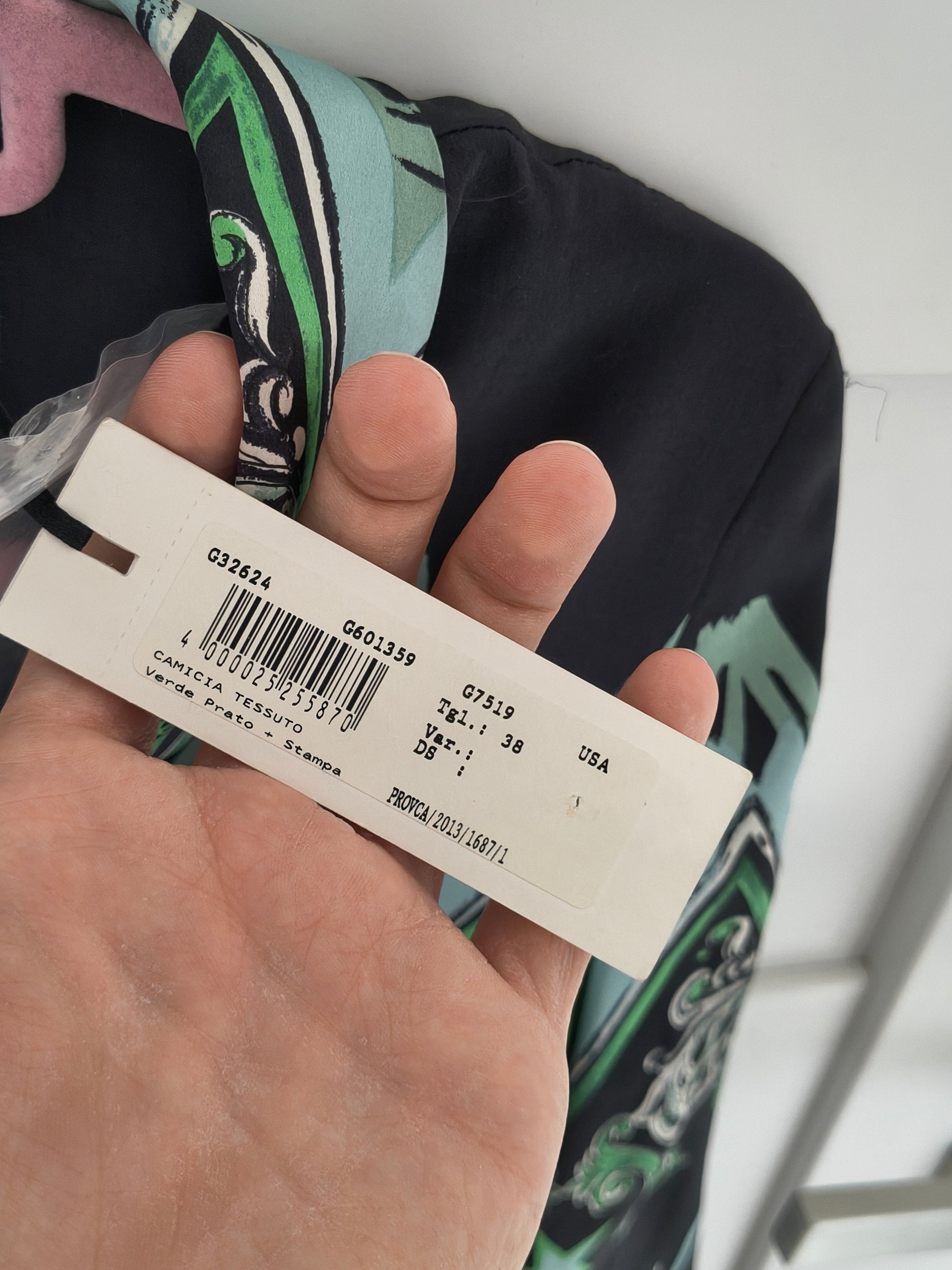 Zielono czarna koszula jedwabna damska Versace Collection