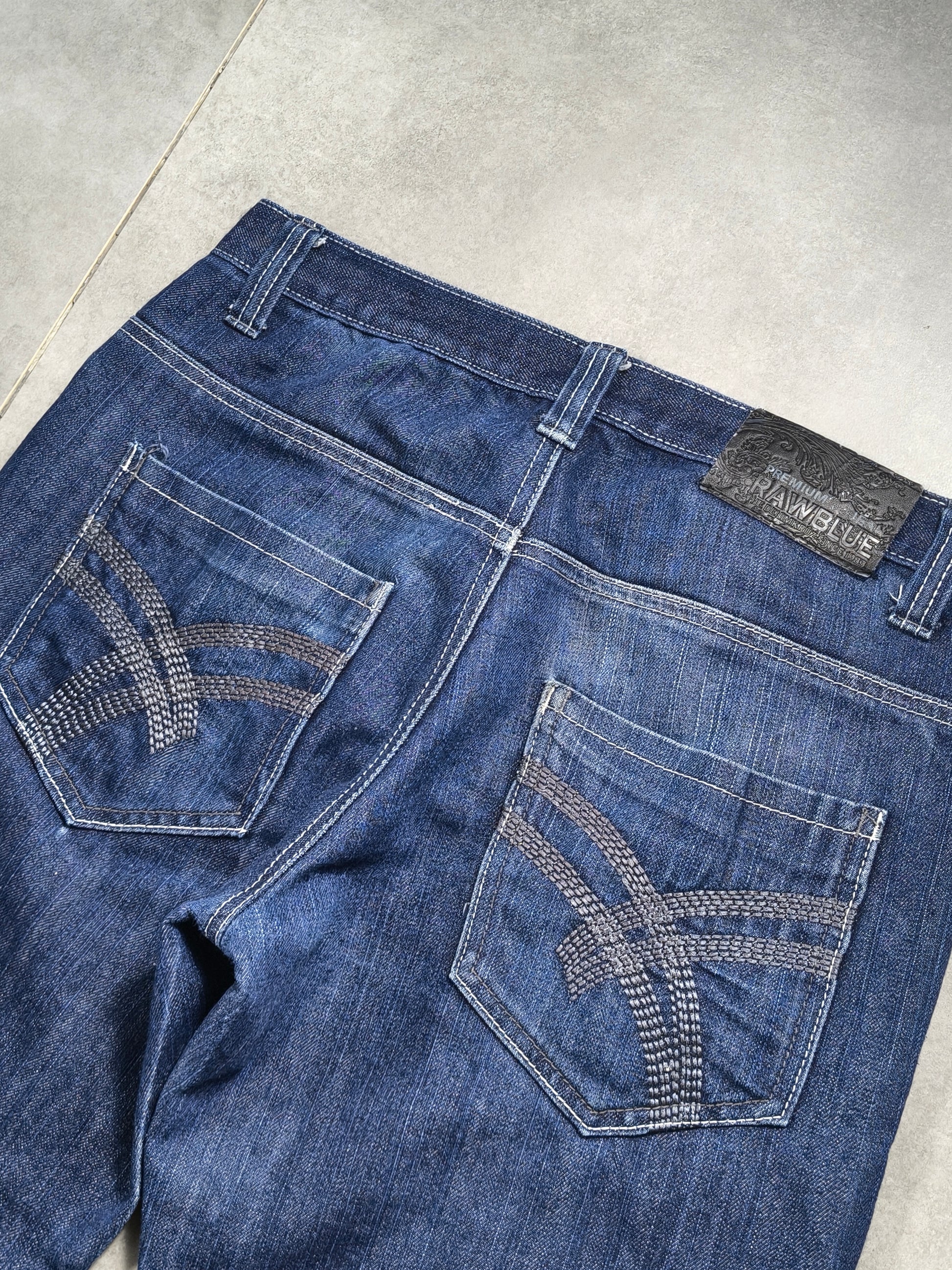 Granatowe spodnie jeansy loose fit  Raw Blue