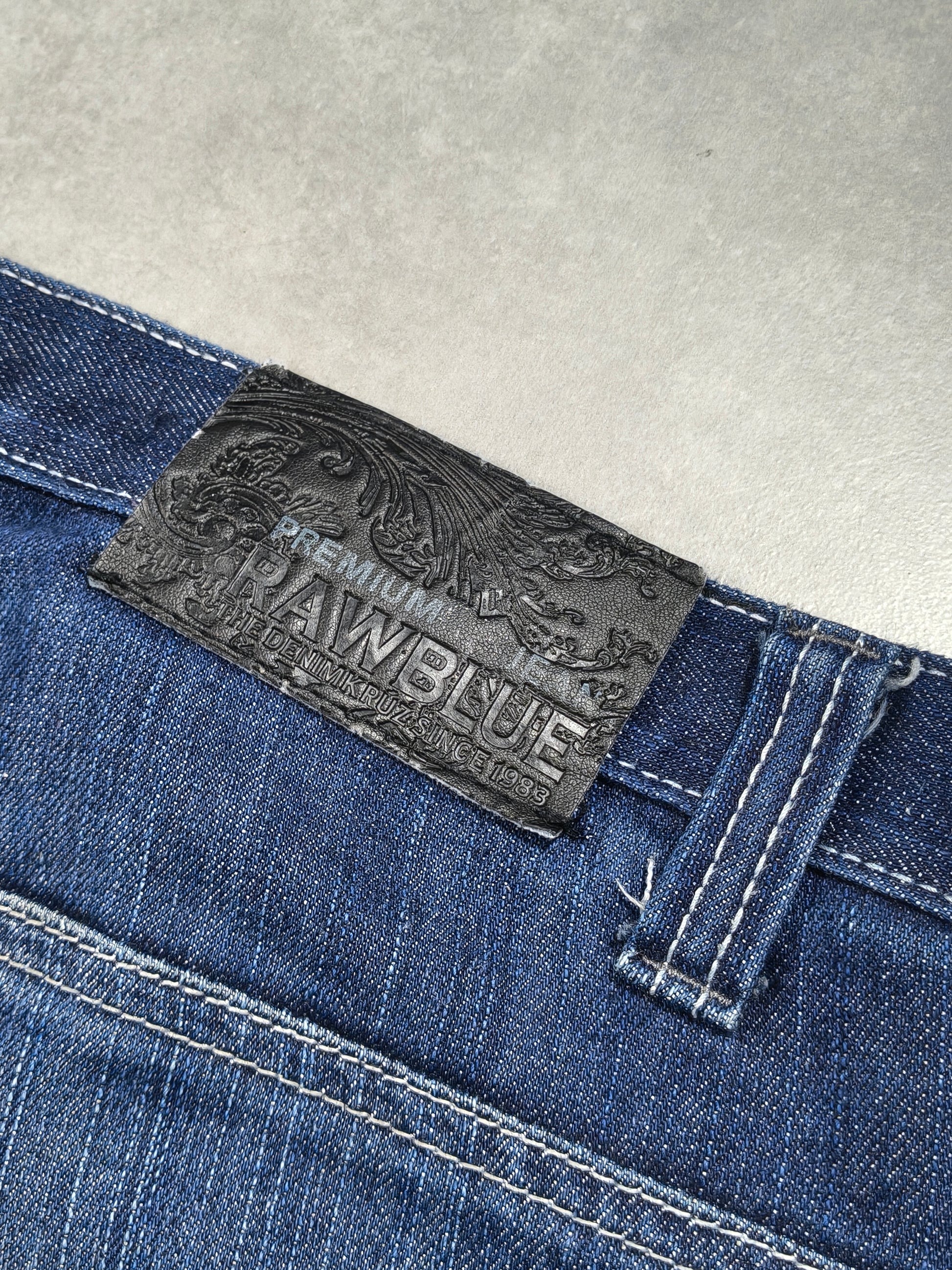Granatowe spodnie jeansy loose fit  Raw Blue
