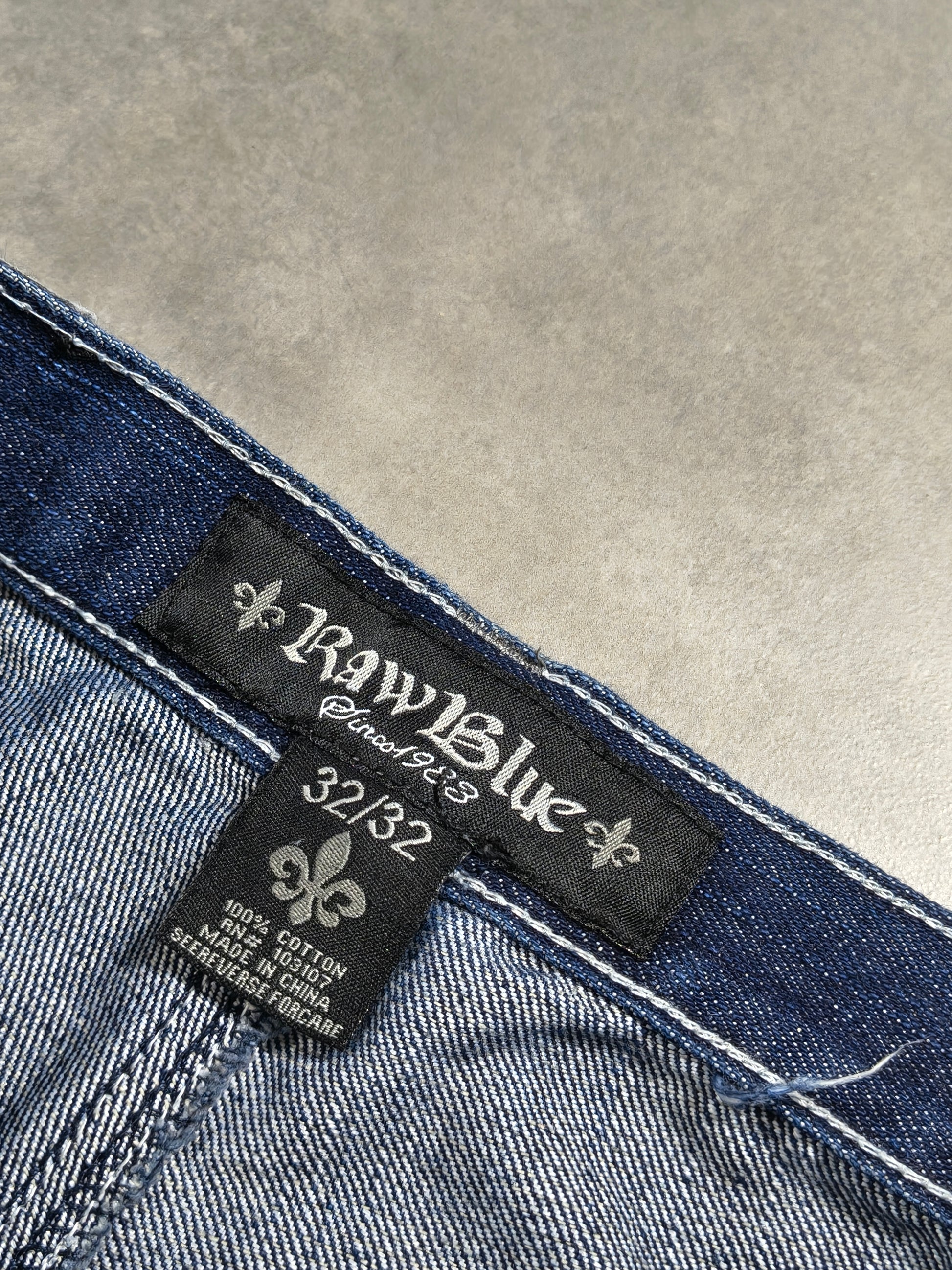 Granatowe spodnie jeansy loose fit  Raw Blue