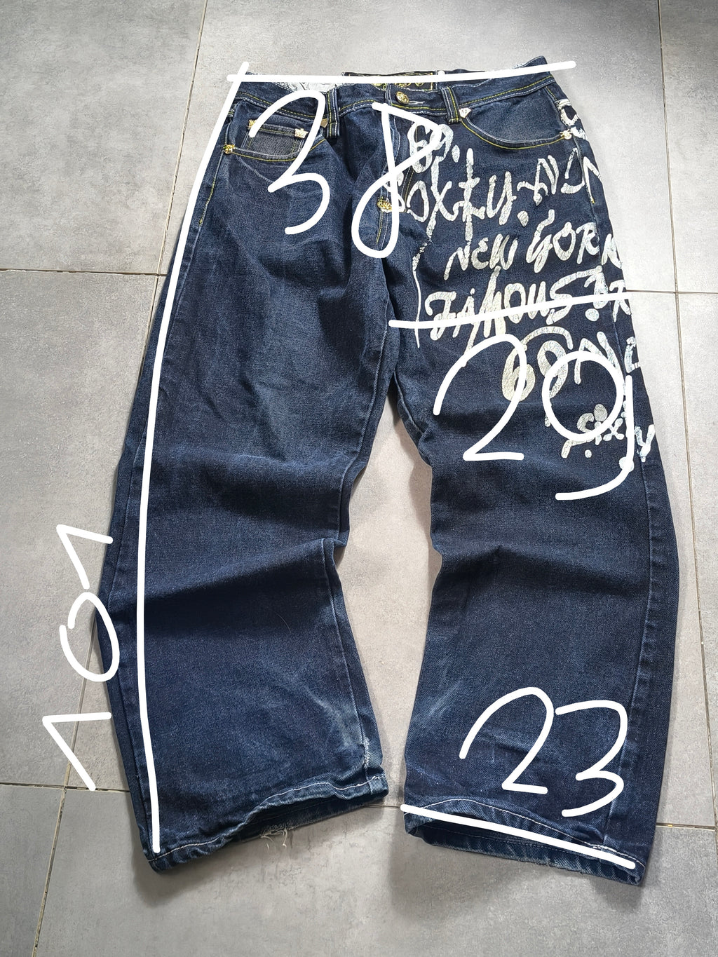 Granatowe spodnie Hip Hop z nadrukiem
