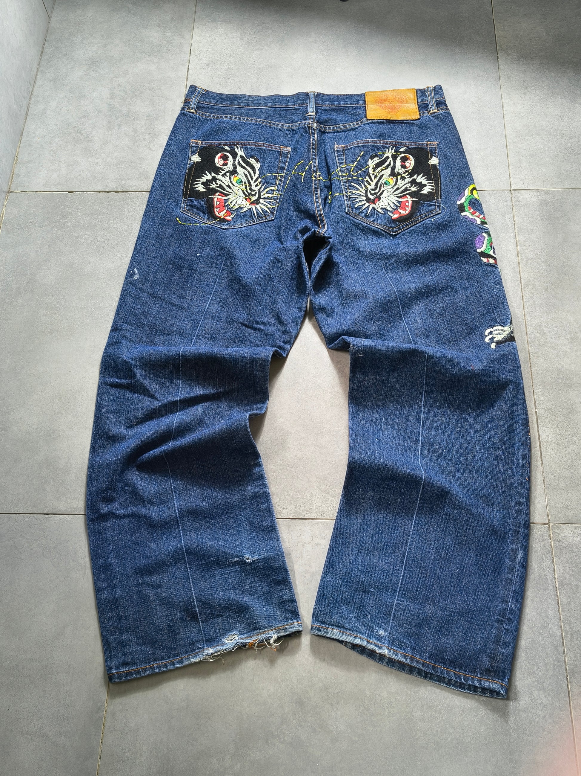 Granatowe baggy jeansy Ed Hardy