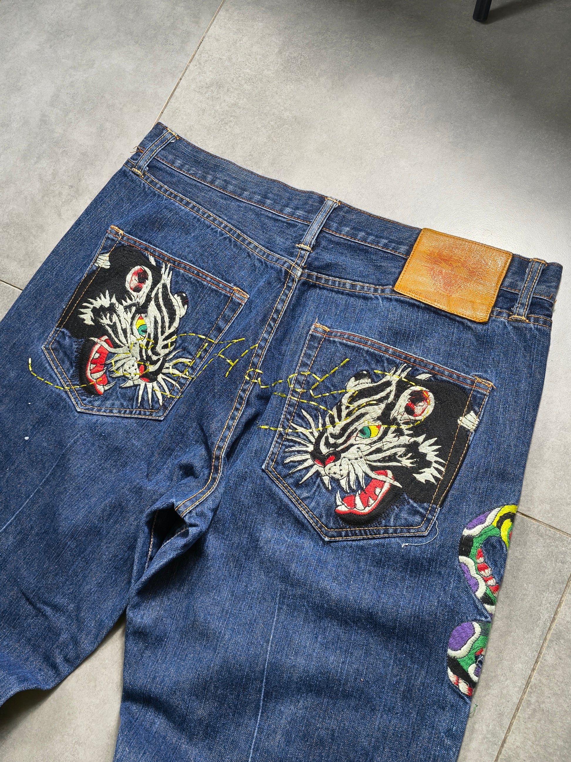 Granatowe baggy jeansy Ed Hardy