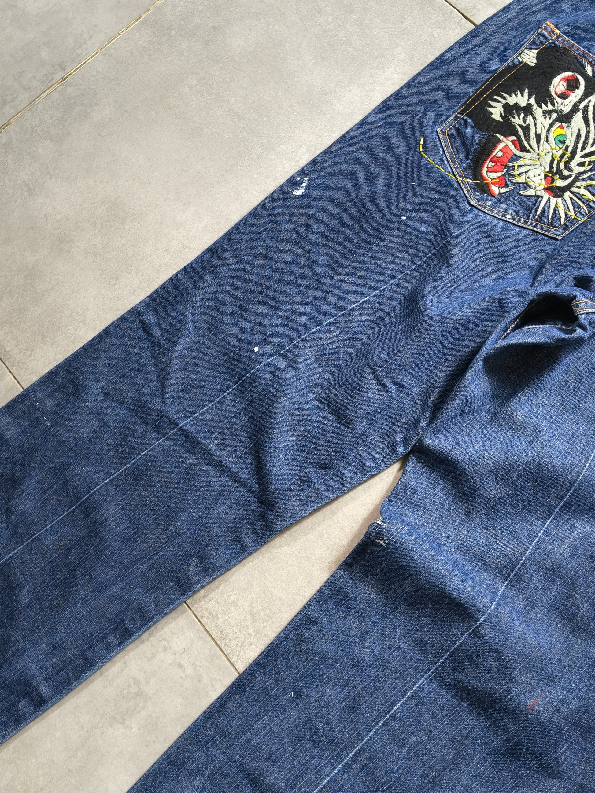 Granatowe baggy jeansy Ed Hardy