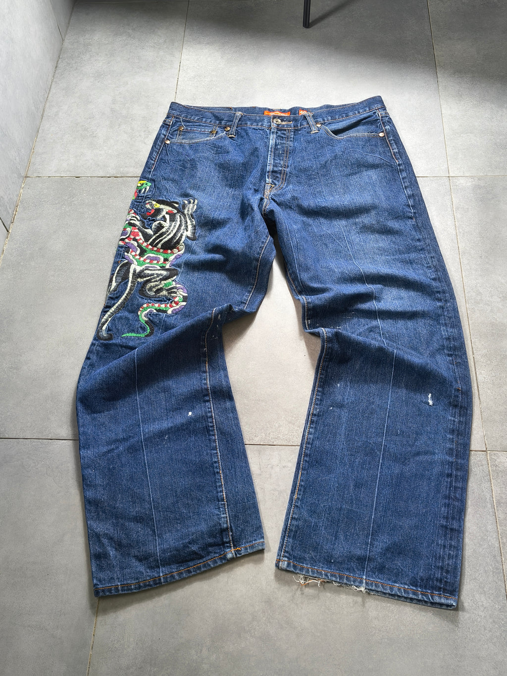 Granatowe baggy jeansy Ed Hardy